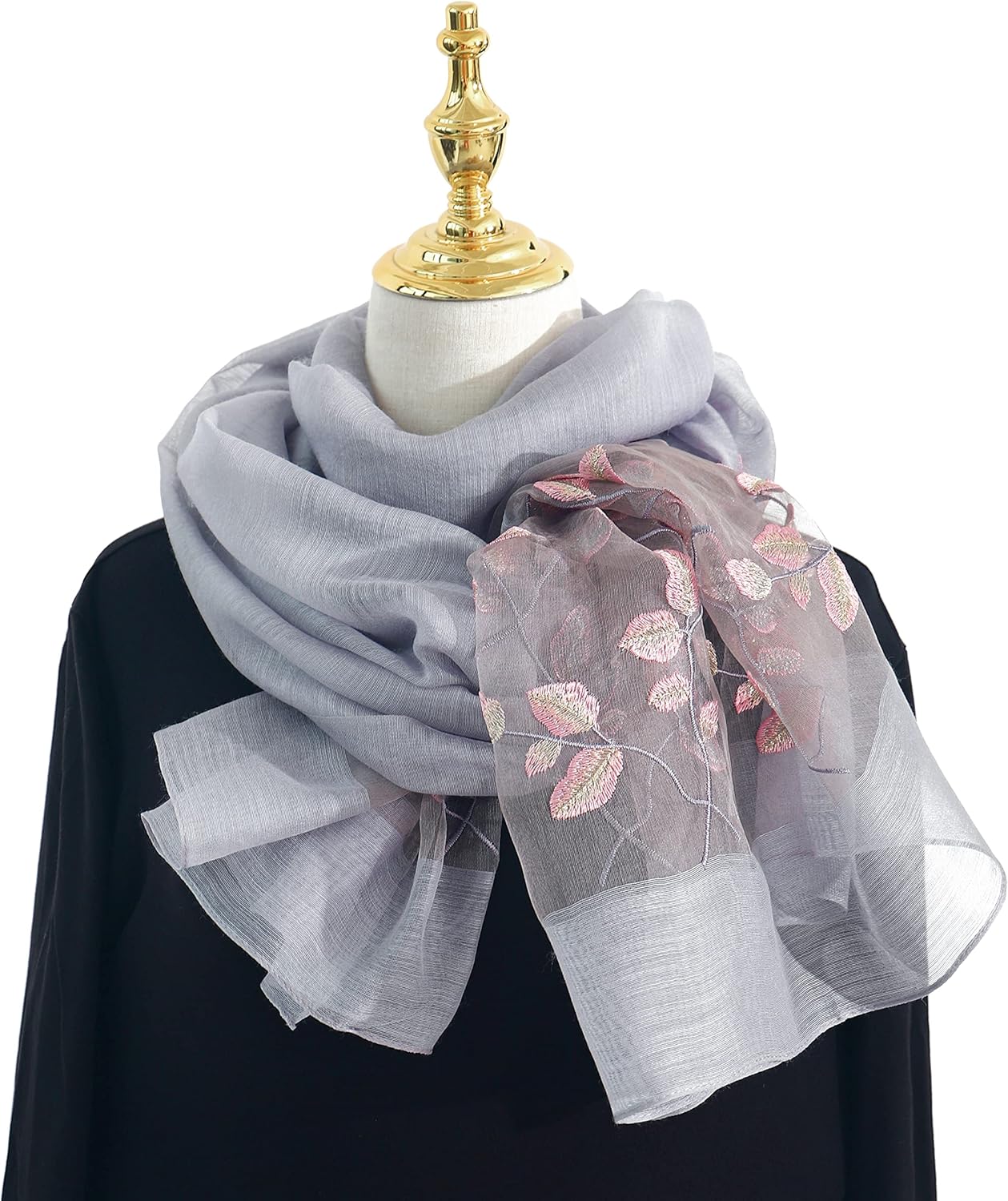 STARWHISPER Women Silk & Wool Long and Large Scarf Shawl Wrap For Evening Dress - Image 4