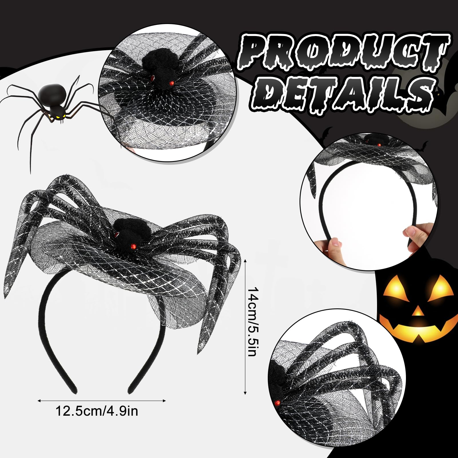HOWAF Spider Headband & Halloween Face Tattoos Stickers, Hair Accessories for Spider Costume Carnival Halloween Costumes Women Men, B - Image 2