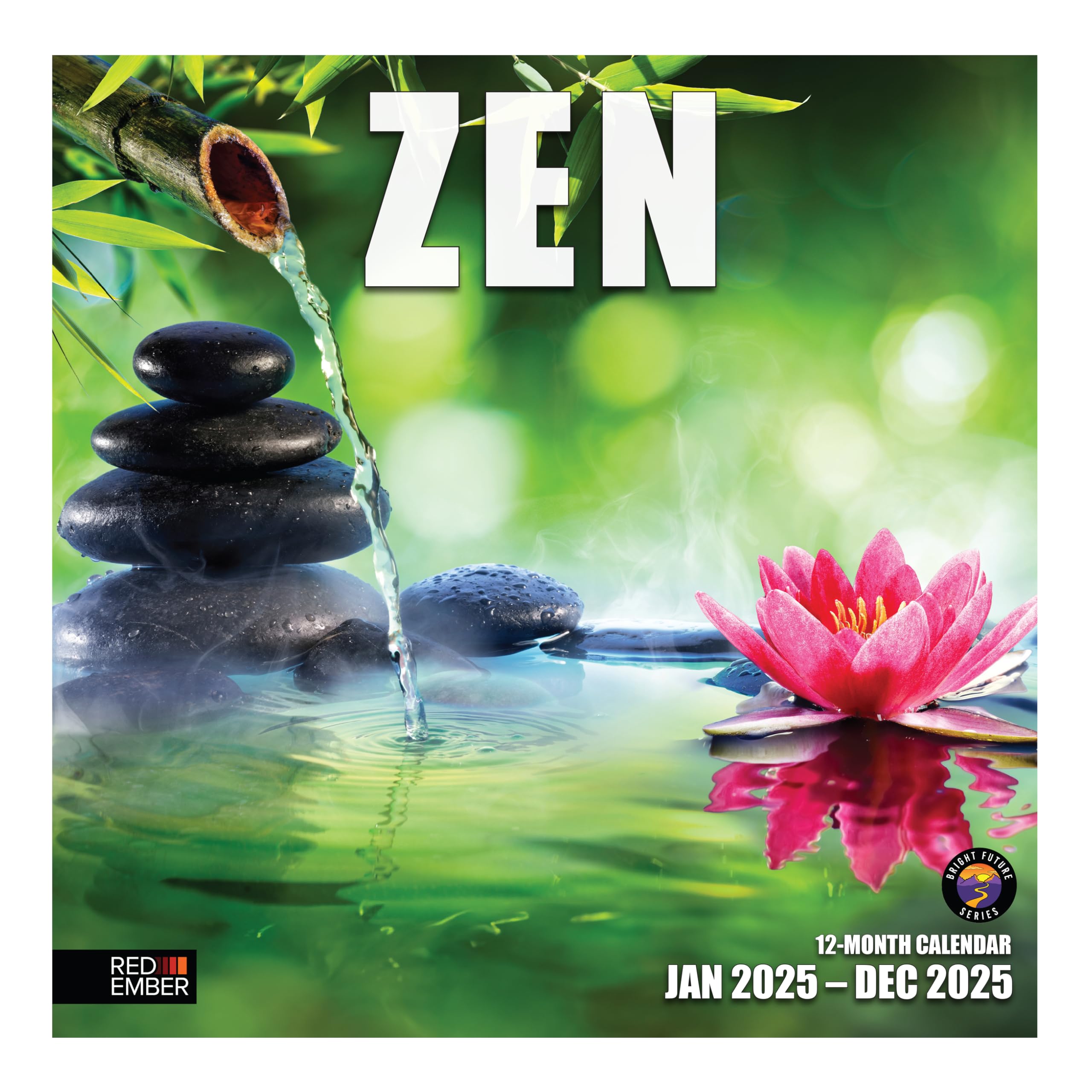 RED EMBER Zen 2025 Wall Calendar 12 Month | 12" x 24" Open | Thick & Sturdy Paper | Giftable | Calendar 2025