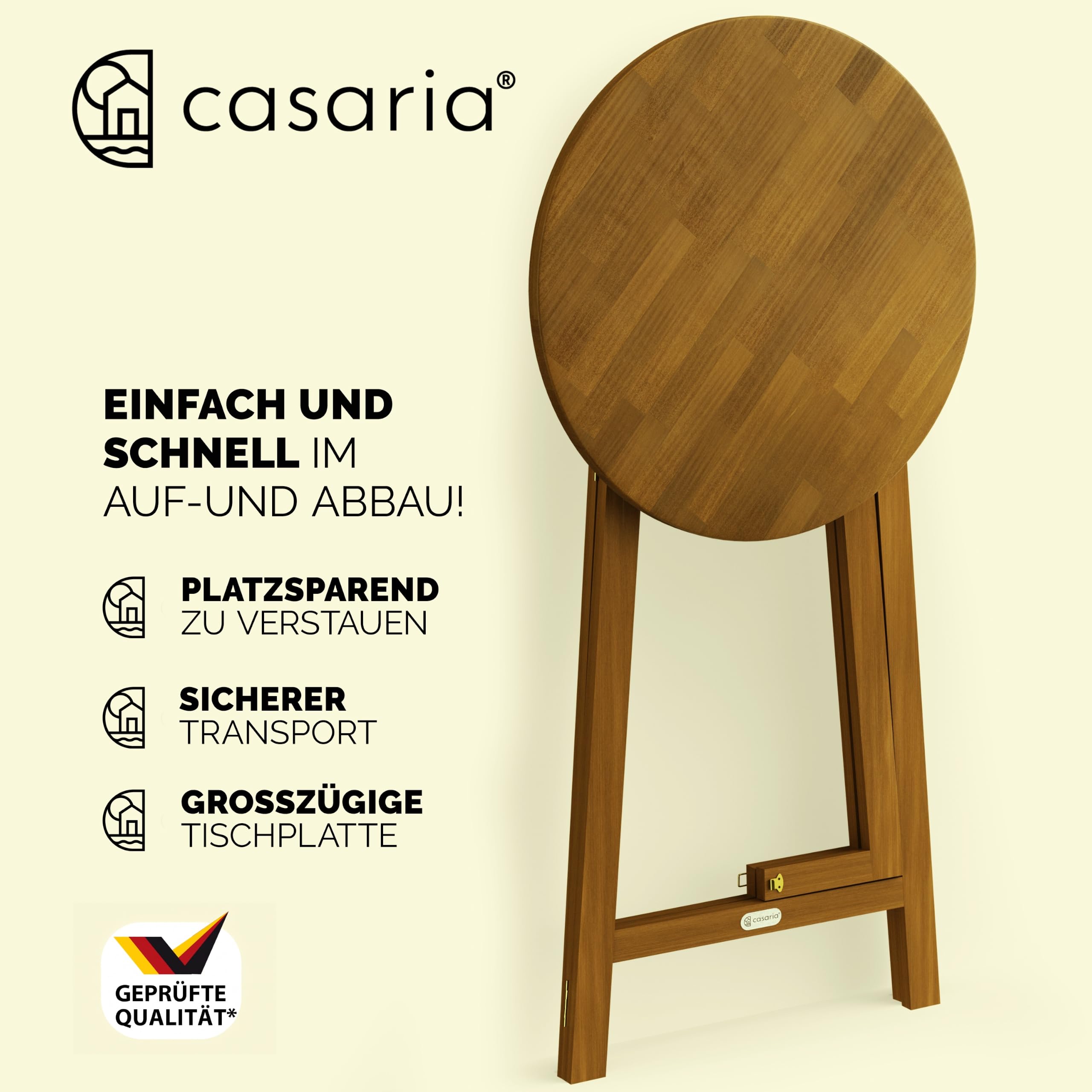 Casaria® Stehtisch 2er Set Holz Klappbar 110cm Hoch 80 cm Rund Akazie Rustikal Indoor Outdoor Bistrotisch Biertisch Gartentisch Klapptisch Party Bar