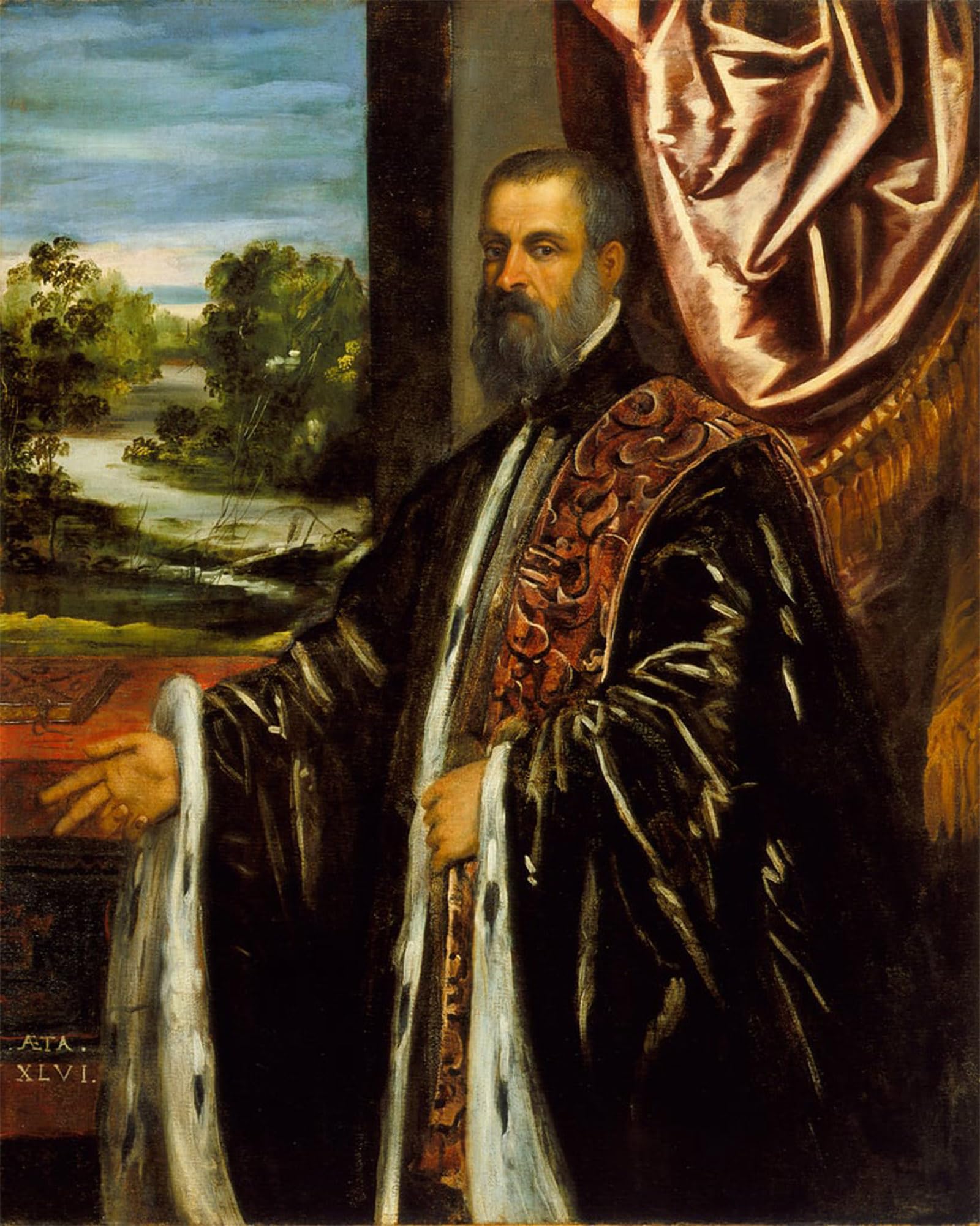 RZHRHJES Abstract Painting Poster Art Print Canvas Print Poster Portrait of Marino Grimani by Jacopo Robusti Tintoretto Landscape Canvas Painting for Office Decor 60x90cm