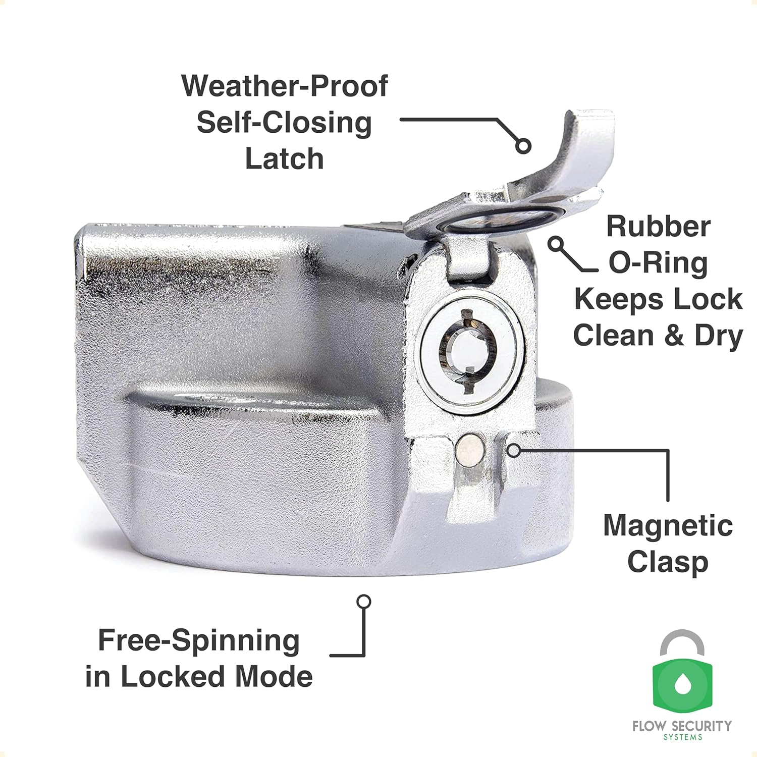 The Flow Security Systems Non-Vented Locking Cap for Heating Oil, Reefer, Transfer, and Above Ground Commercial Fuel Tanks | Prevents Theft & Fuel Vandalism | FSS 750 | Quick Fill Thread - 1CT