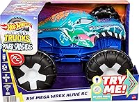 Vista 6 de Hot Wheels Monster Trucks 1:15 Scale Mega-Wrex Alive Battery-Powered RC Vehicle with Lights & Sounds