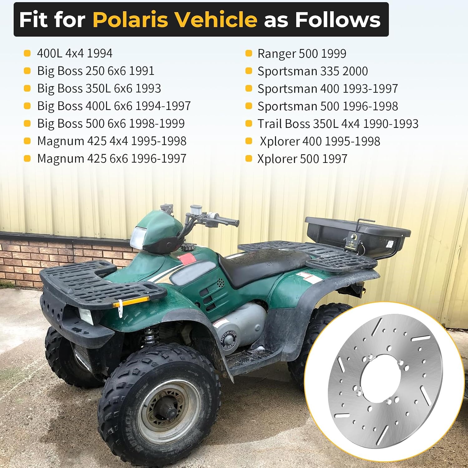 M MATI Front Brake Disc Rotor for Polaris 400L Big Boss 250 350 400 500 Sportsman 335 400 500 Xplorer 400 500 Magnum 425 Ranger 500 Trail Boss 350L 5211326 5211327 5211270