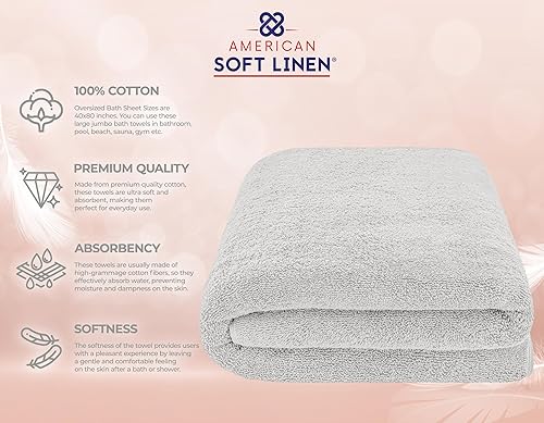 Miniatura 820 de American Soft Linen - Juego de 4 toallas de baño, 100% de algodón turco de 27 x 54 pulgadas, toallas de baño extragrandes, toallas para ducha