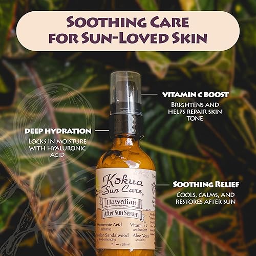 Miniatura 2 de Kokua Sun Care Suero After Sun con aloe vera | 2 onzas | Ácido hialurónico y sándalo | Vitiman C | Loción para después del sol, gel Aleo Vera para