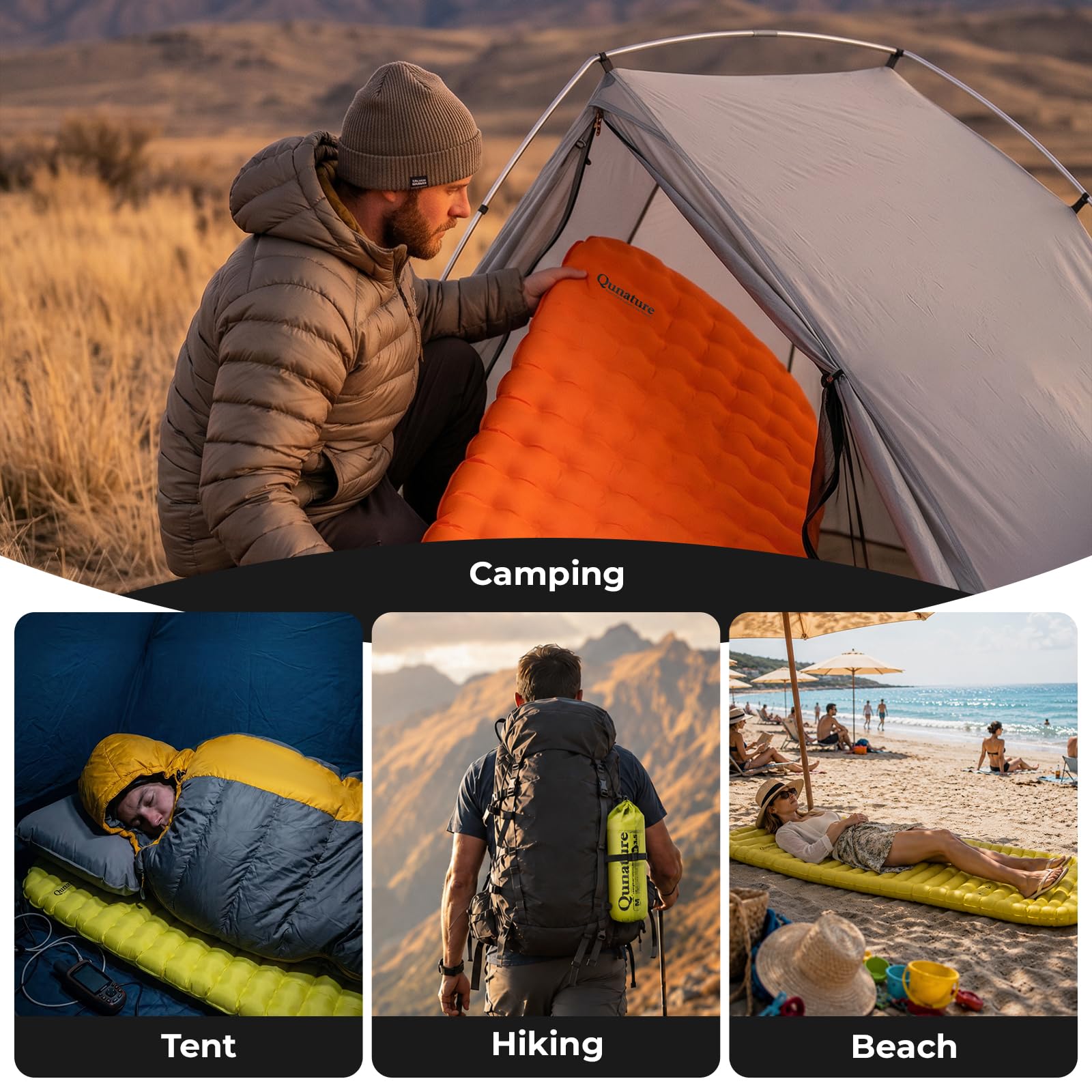Colchoneta Inflable Aislante R 3,5 (-5℃), Ultraligera para Camping