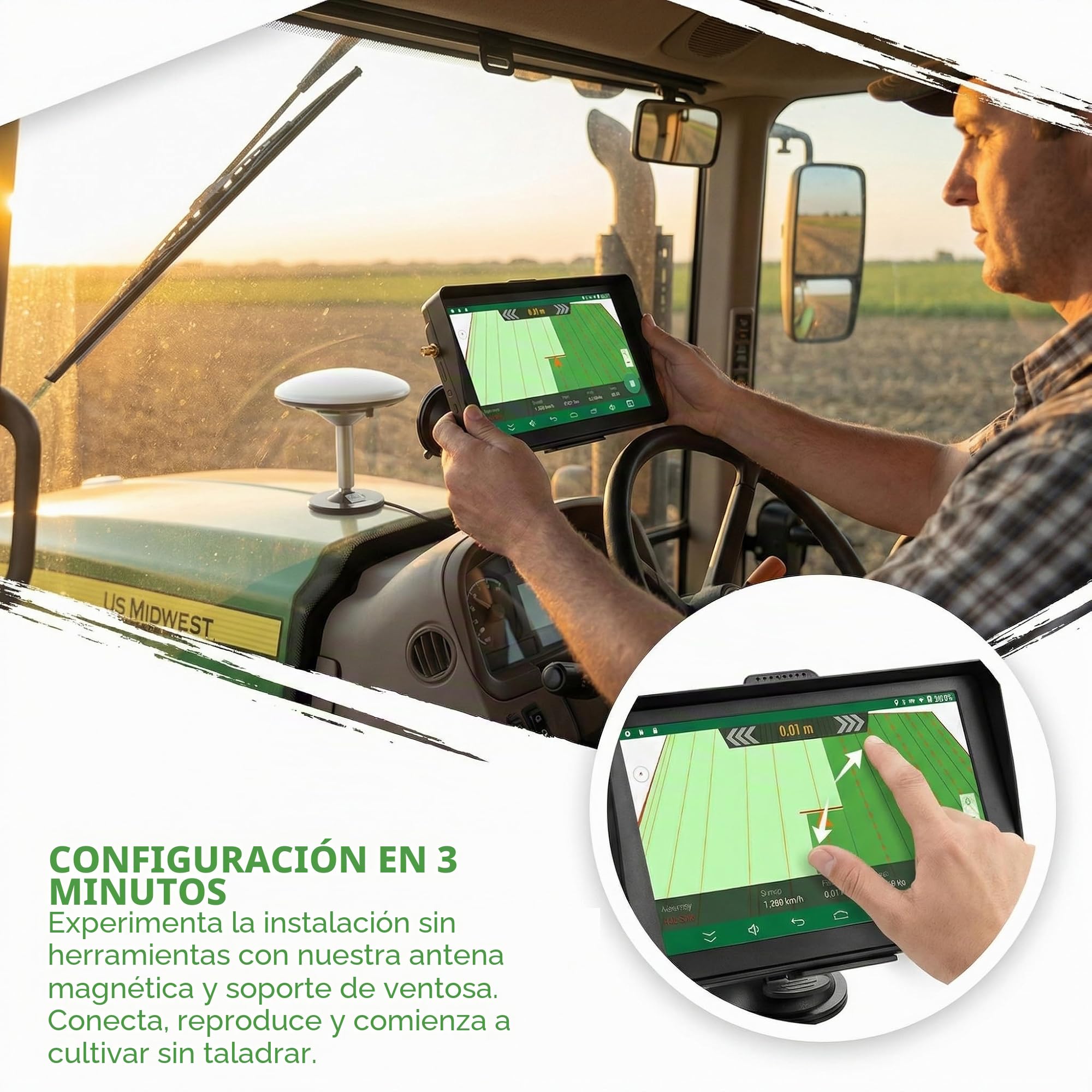 Navegador GPS para tractor de 7 pulgadas, GNSS agrícola de alta precisión para agricultura de precisión, sistema de guía GPS para pulverización, arado y siembra