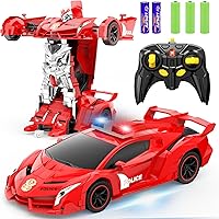 Vista 9 de FDJ Auto a control remoto - Auto robot que se transforma, juguetes transformadores, transformación a robot con un botón y luz intermitente, auto