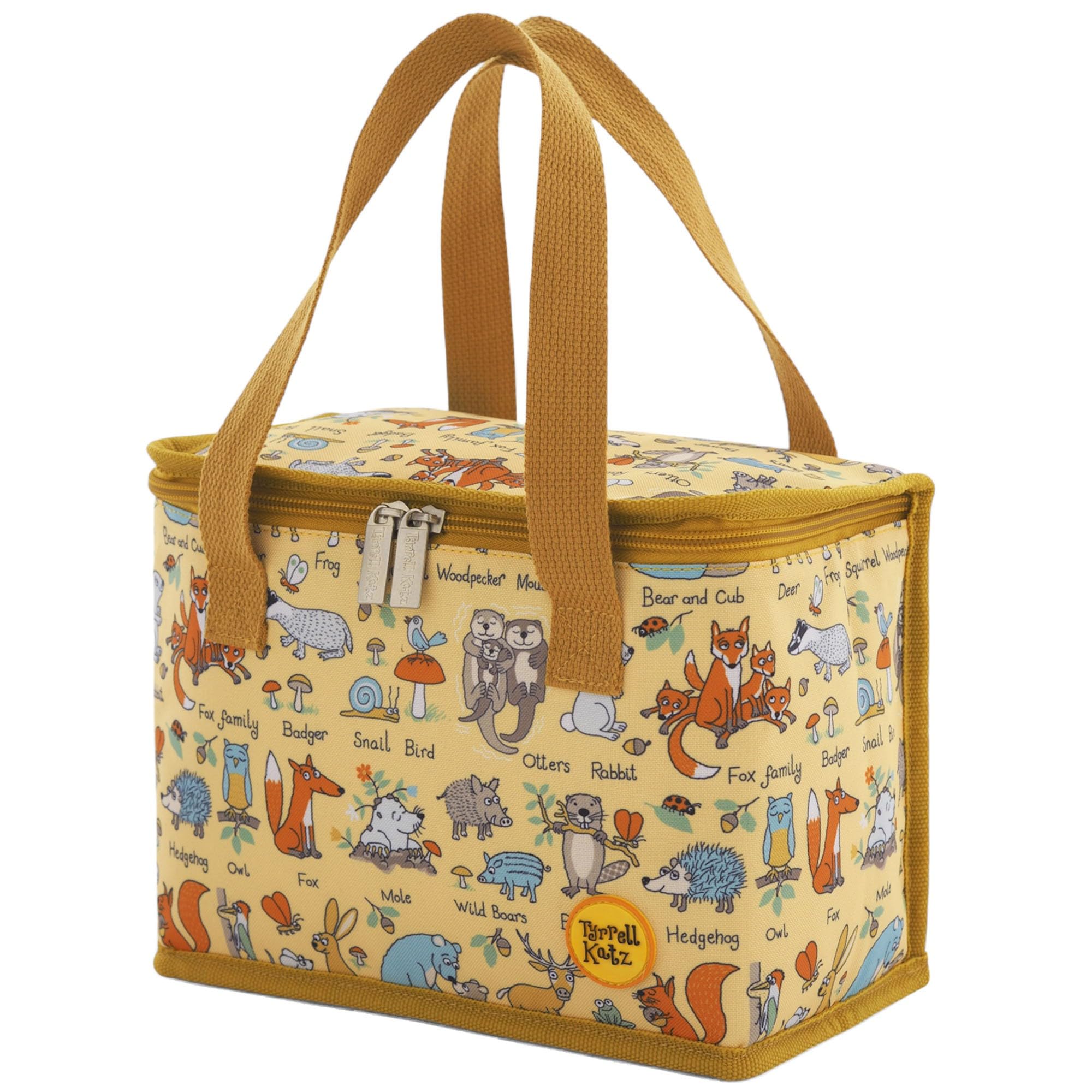 Tyrrell Katz Insulated Foldable Kids Lunch Tote · Woodland Design Children's Lunch Bag · Made from Long Lasting RPET Polyester Fabric · Double Zip Opening · Size: 23 x 18 x 13 cm