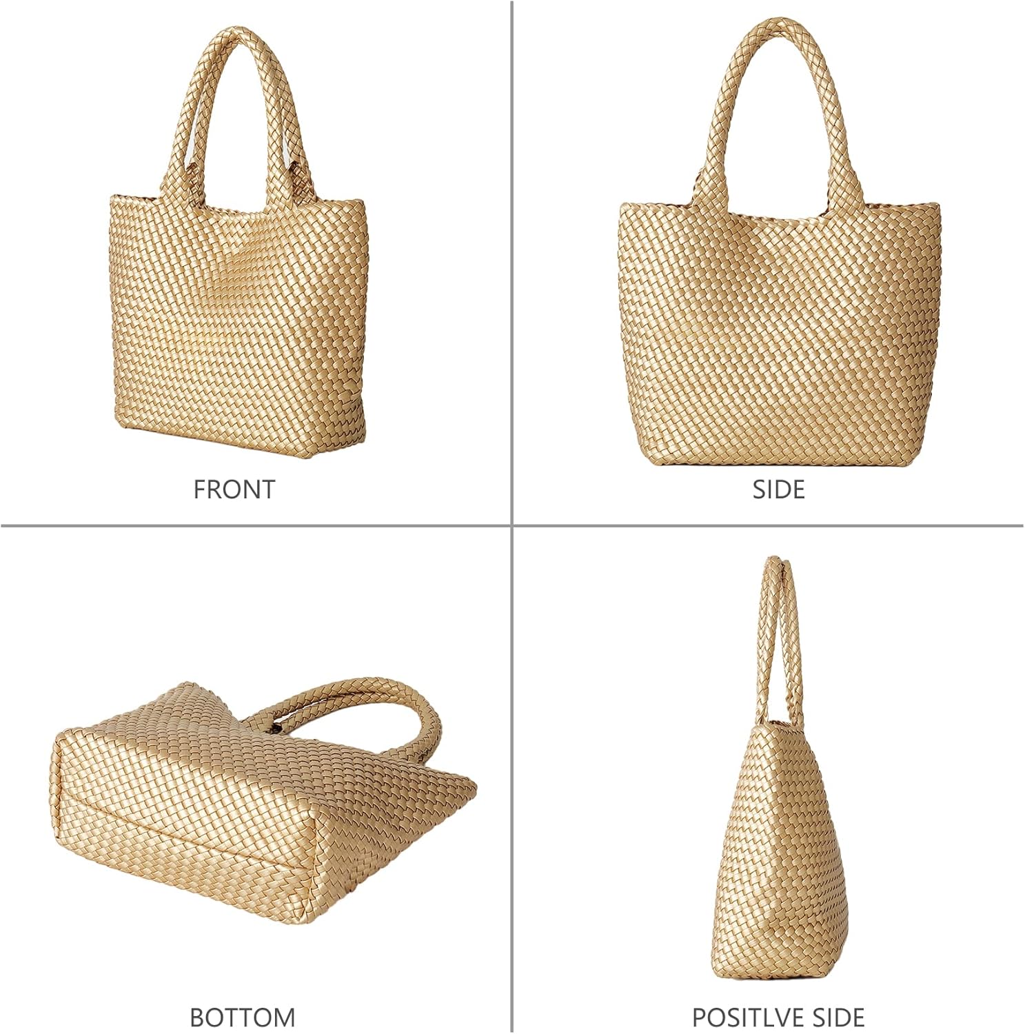 Woven Tote Bag for Women, Fashion Woven Bags for Women Vegan Leather Shoulder Handbags Large Summer Beach Travel Bag - Image 6