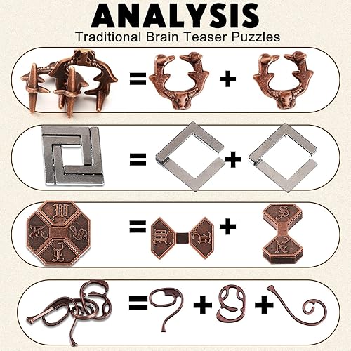 Miniatura 3 de Wettarn Rompecabezas de metal para adultos, rompecabezas de acero 3D para adultos, rompecabezas de desbloqueo entrelazado para adultos, juegos de