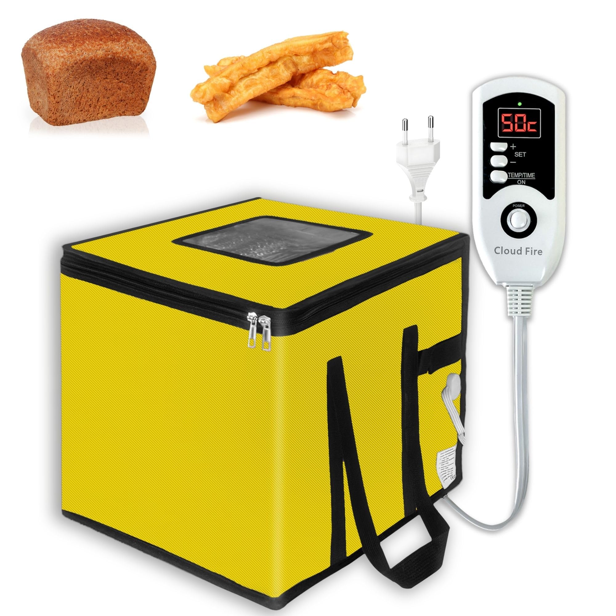Cloud Fire Scatola per la lievitazione dell'impasto, Piastra riscaldante da 150 W con Controllo della Temperatura e Funzione Pieghevole, Scatola di fermentazione per Impasto del Pane, lievito, Yogurt