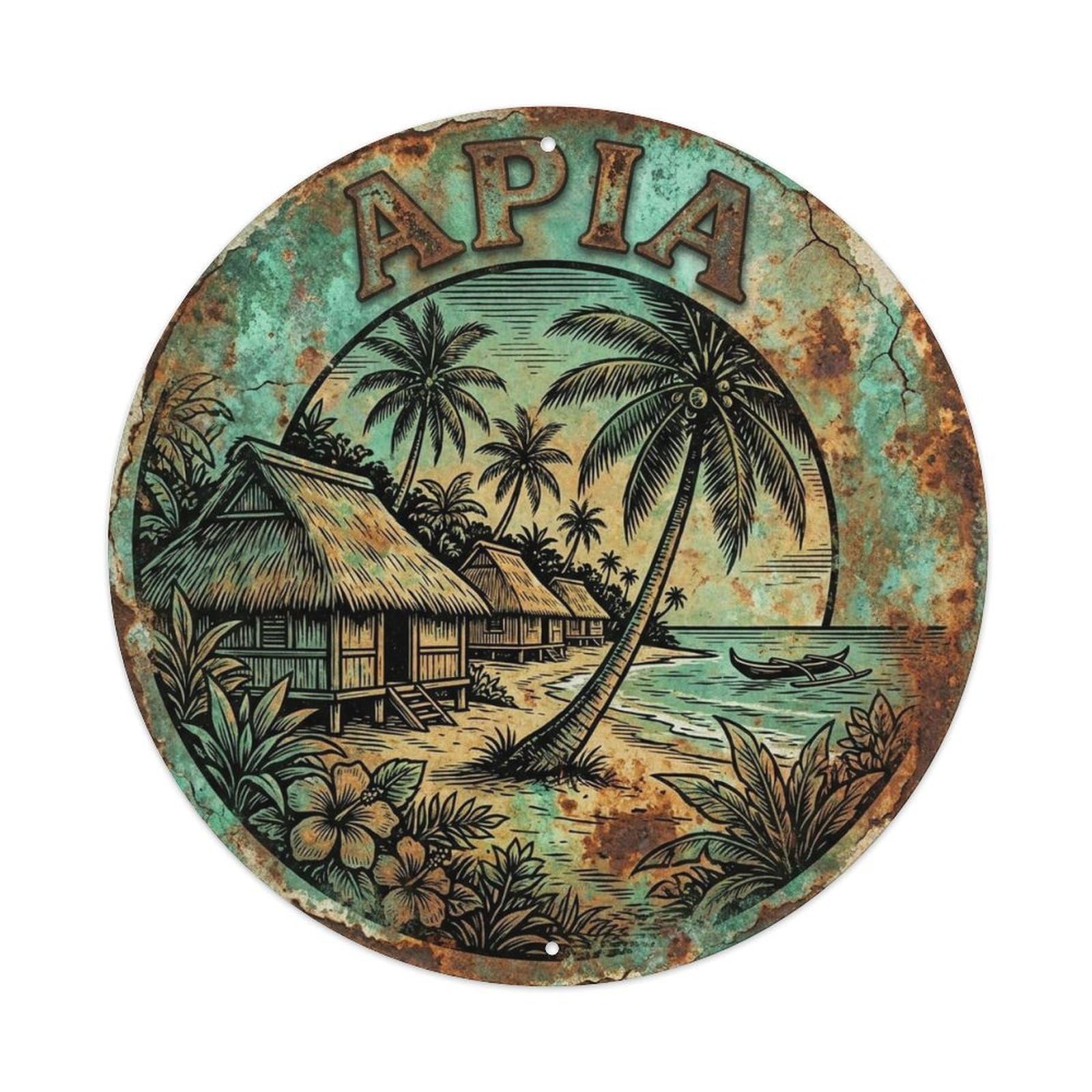 Olyhtr 8X8inch Classic Style Samoa Travel Apia Pacific Island Capital Heritage Metal Tin Sign
