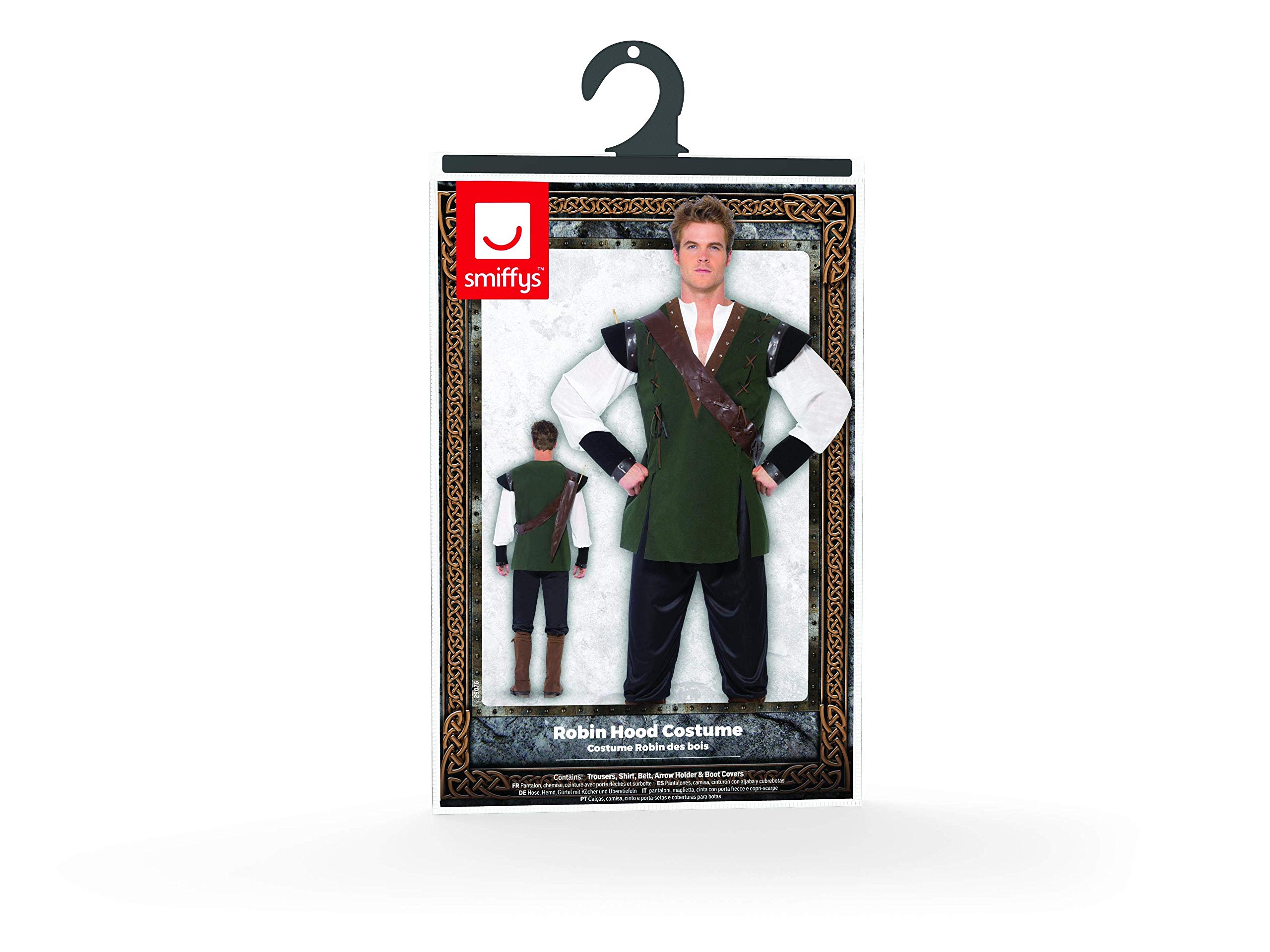 Smiffy's Robin Hood Kostüm – Grün & Braun, Mit Top, Capelet, Hose & Stiefelüberzügen, Für Kinder