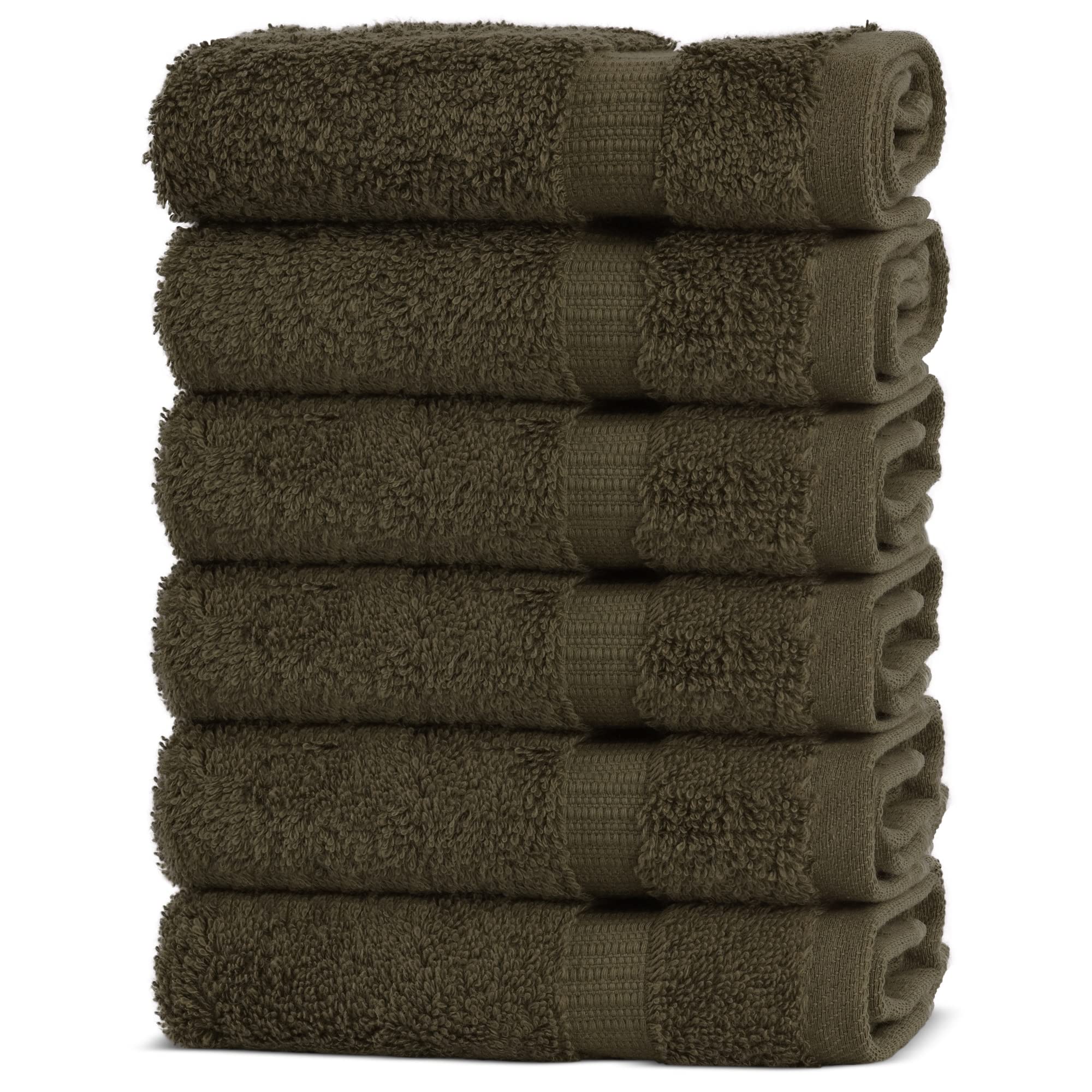 Chakir Turkish Linens 100% Cotton Premium Turkish Towels for Bathroom | 13'' x 13'' (6-Piece Washcloth, Cocoa)