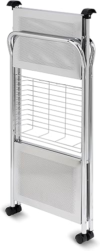 Honey-Can-Do CRT-01703 Carrito plegable de lujo, cromado, 2 niveles