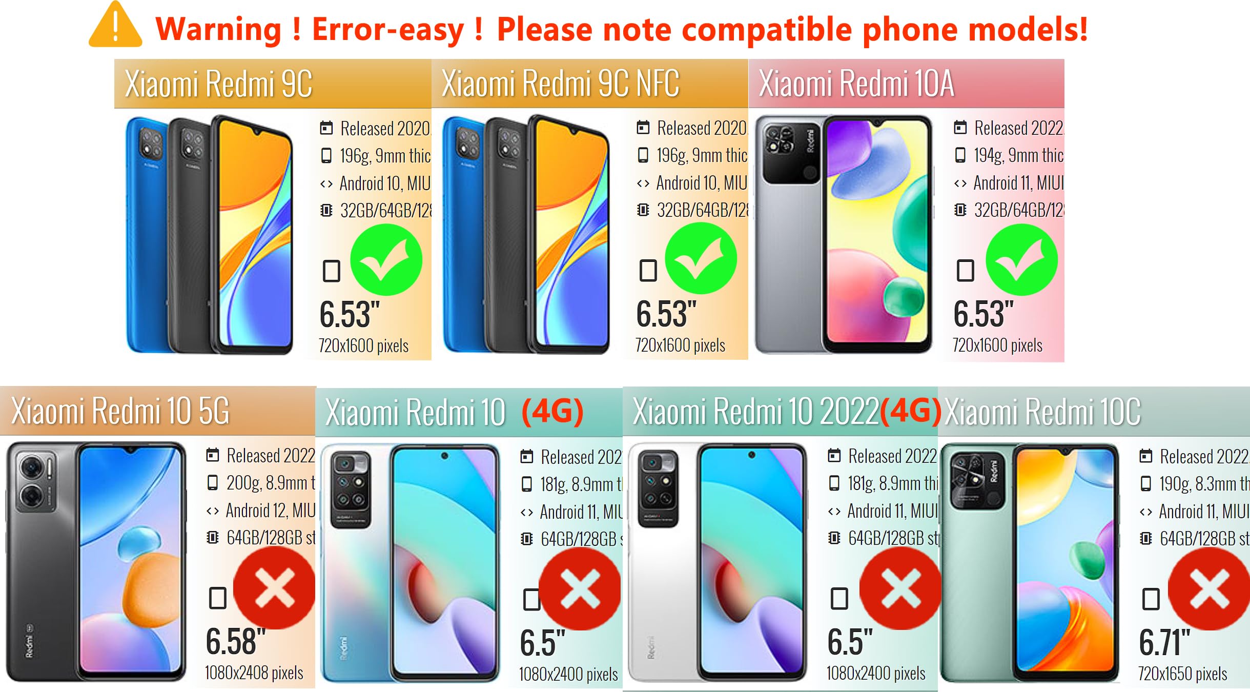 BaiFu RFID Blocco Cover per Redmi 9AT/9A, Portabiglietti, Cavalletto, Custodia per Redmi 9AT/9A-004