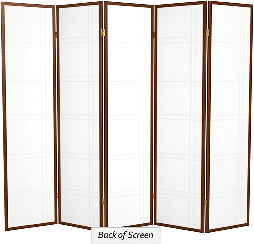 Miniatura 88 de Red Lantern Pantalla Shoji de doble cruz de 6 pies de alto, color blanco, 5 paneles Blanco,Negro