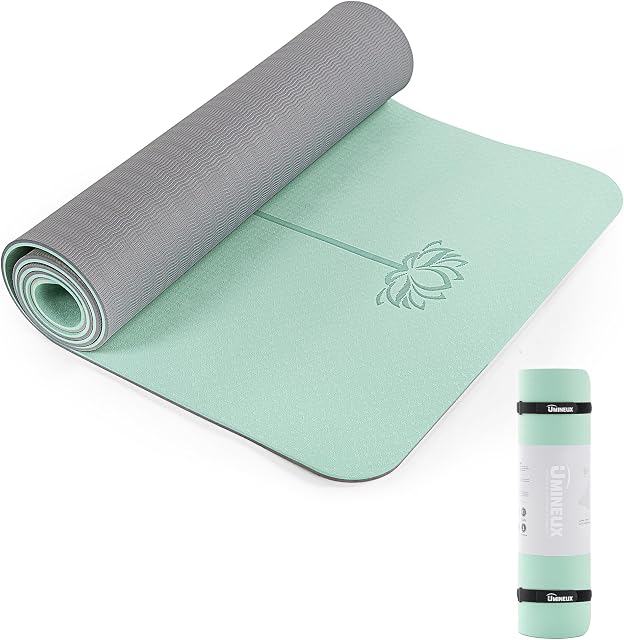 Tapis de yoga UMINEUX extra épais 1/3'' antidérapant pour femmes, tapis de fitness écologique en TPE avec sangle de transport et sac de rangement