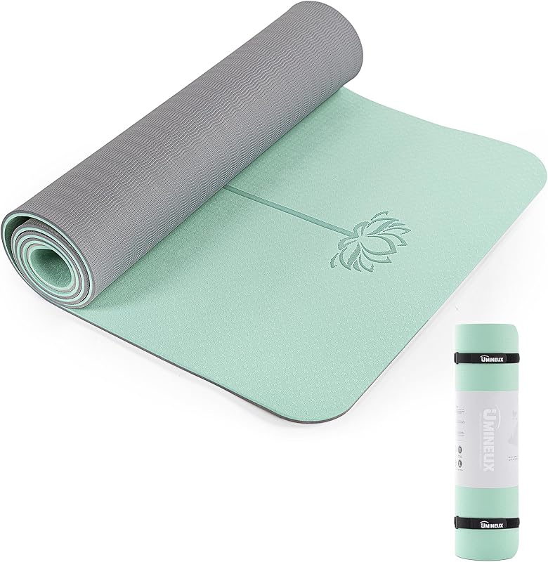 Estera de yoga UMINEUX extra gruesa de 1/3'' y 2/5" antideslizante para mujeres TPE respetuoso con el medio ambiente, esterilla de ejercicios de fitness con eslinga de transporte y bolsa de almacenamiento