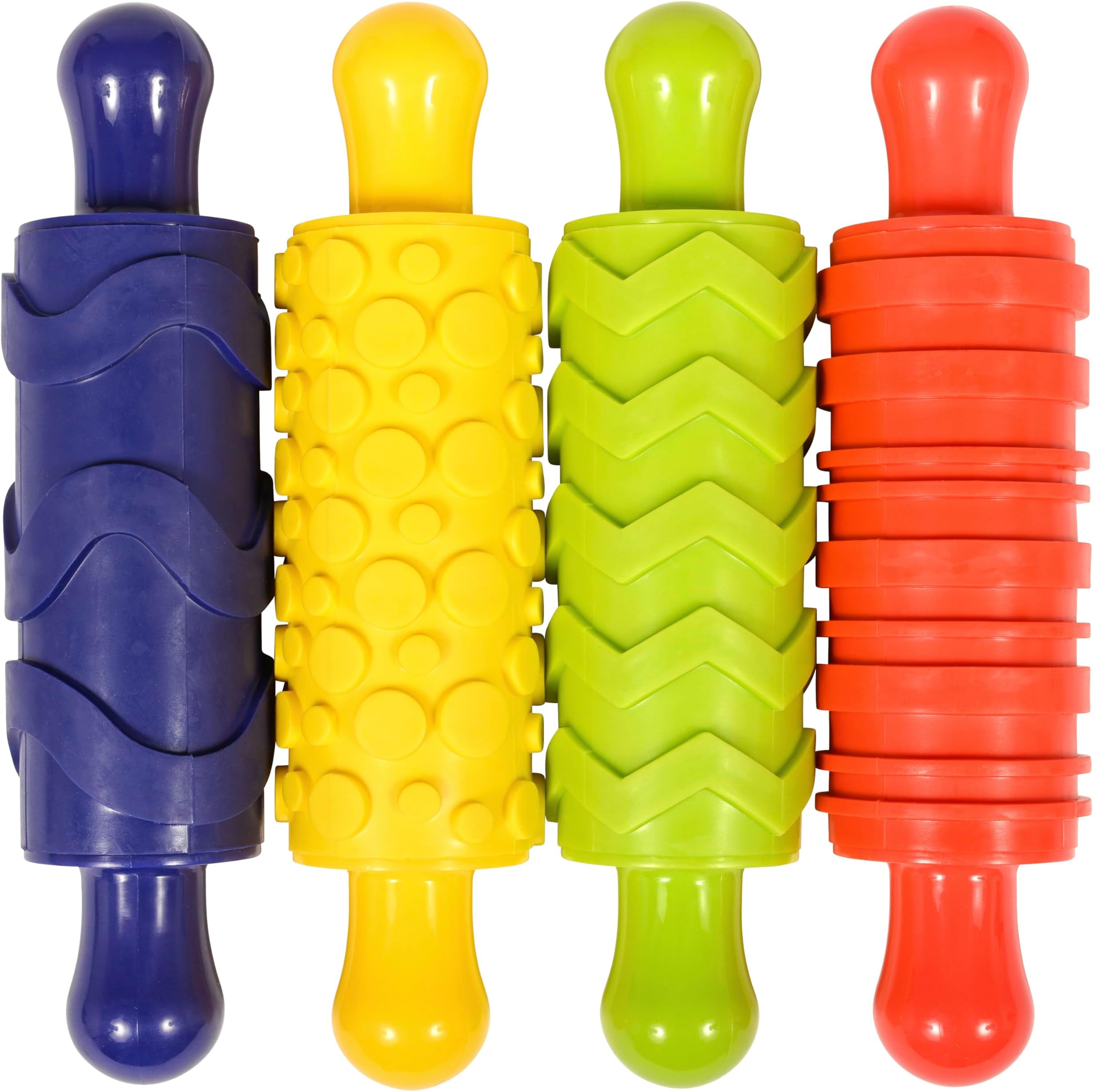 READY 2 LEARN Paint and Dough Texture Rollers | Set of 4 | Patterned Rolling Pins for Kids | Play Dough Accessories and Art Tools