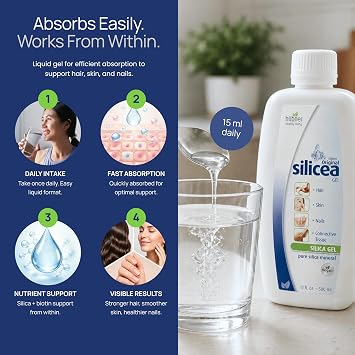 Hubner Original Silicea Gel 17 fl oz / 500 ml for Hair, Skin, Nails, and Connective Tissue, Pure Colloidal Silica Gel Formula, No Additives or Preservatives