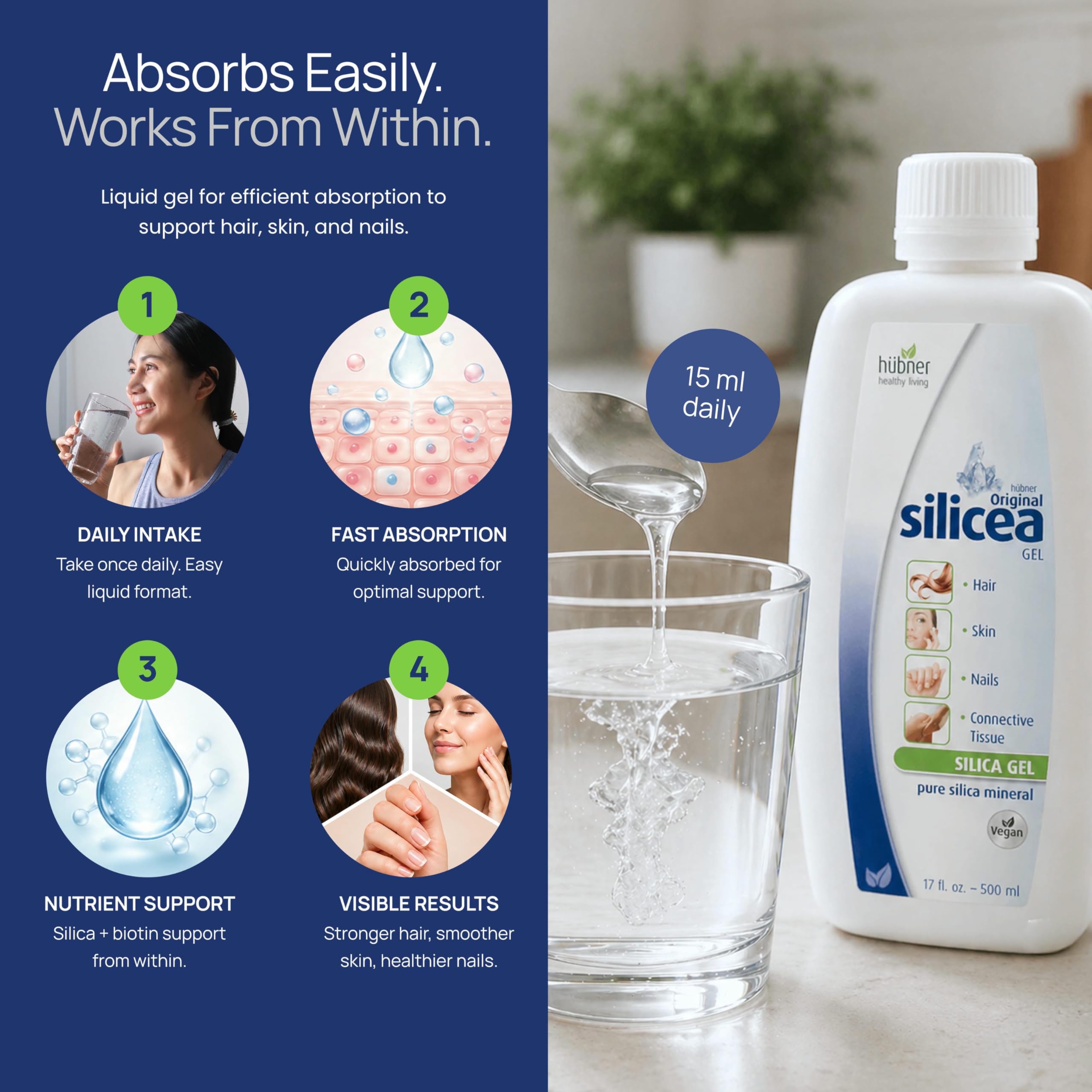 Hubner Original Pure Silicea Gel for Hair Skin & Nails 17 fl oz — Amazon image 4