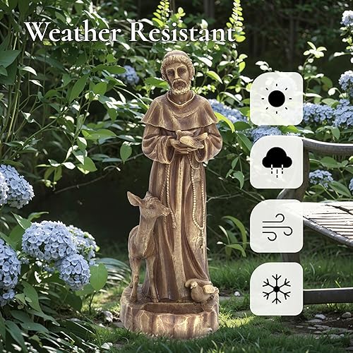 Miniatura 29 de LuxenHome - Estatua de Virgen María para exteriores, estatua religiosa de jardín de 30 pulgadas, estatua de la bendita madre al aire libre, estatuas