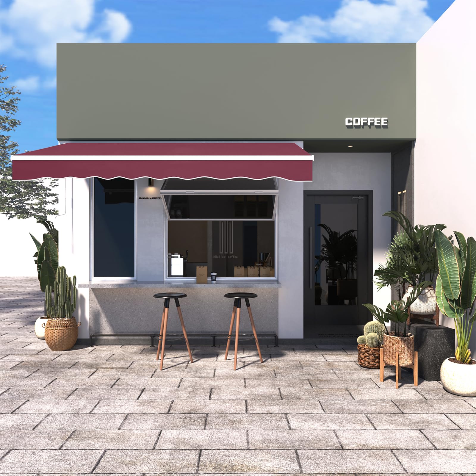 Dripex Markise 200 x 150 cm Manuelle Gelenkarmmarkise Wasserdicht und Sonnenschutz, Terrassenmarkise Größen wählbar, Sonnenmarkise für Terrasse Balkon, Gelenkmarkise Weinrot, Montage erforderlich