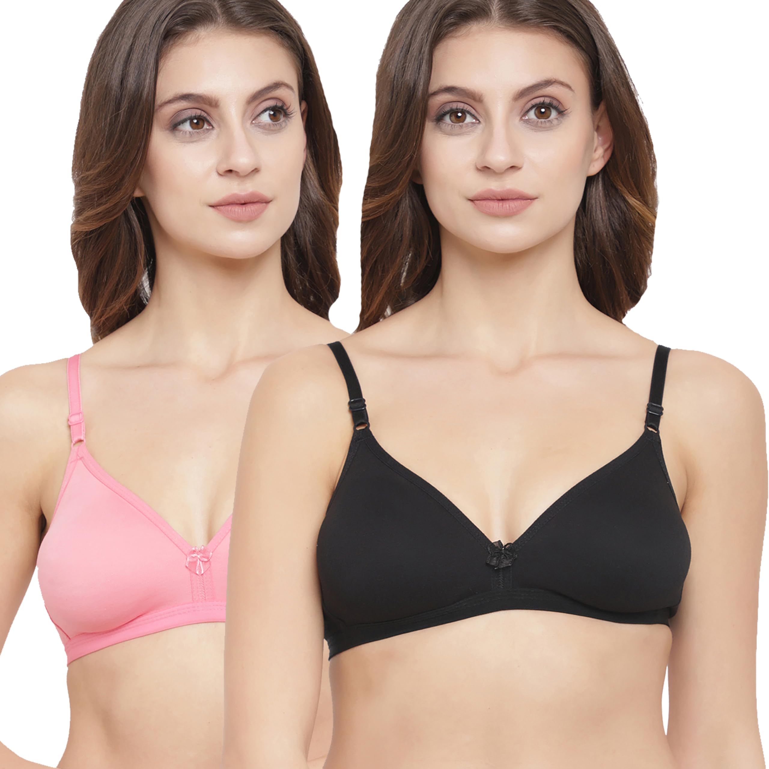floret Women's Non Padded/Non-Wired & Medium Coverage Deep-Neck/Narrow Back T-Shirt Bra (Pack of 2)-picture-8