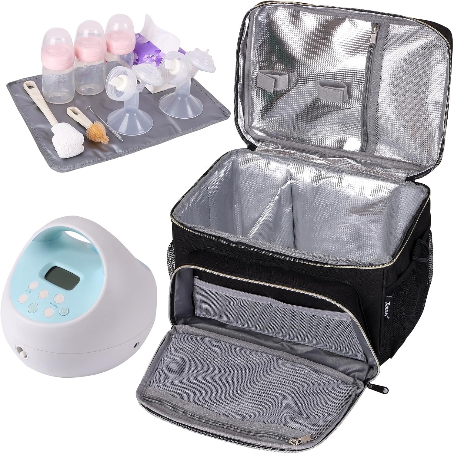 Breast Pump Bag Fit for Spectra S1 and S2, Pumping Bag with Breastmilk Ice Pack & Waterproof Mat, Perfect for Working Moms and Travel