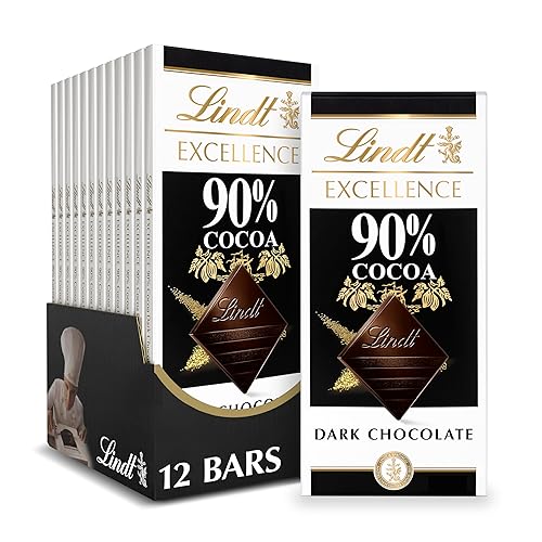 Lindt EXCELLENCE 90% Cocoa Dark Chocolate Bar, Dark Chocolate Candy, 3.5 oz. (12 Pack) - 90% Cocoa - 3.5 Ounce (Pack of 12)