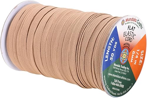 Vista 66 de Mandala Crafts - Rollo de cordón elástico plano para costura y manualidades Beige