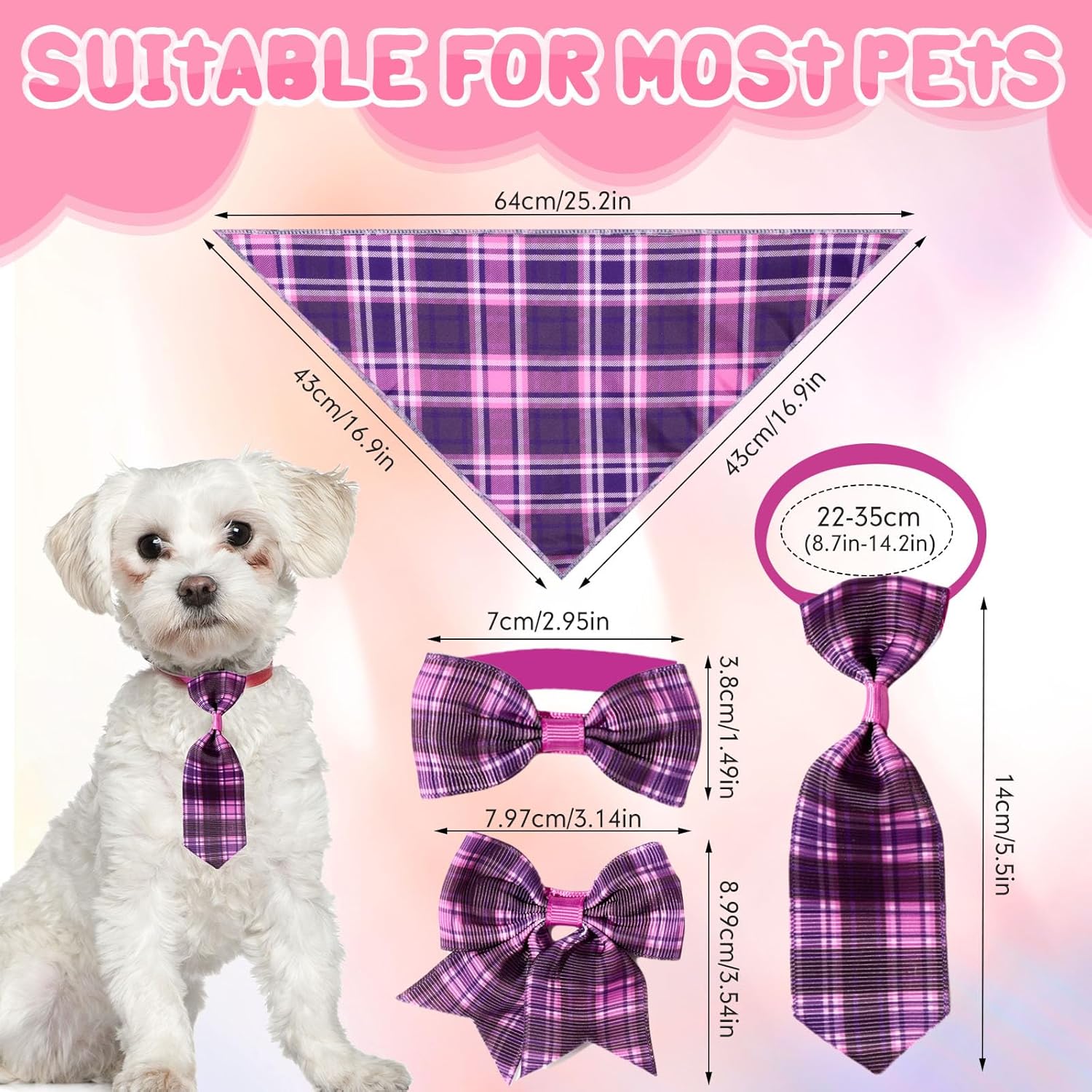 Reginary 120 Pcs Plaid Dog Bandanas Bulk Dog Bows Set Bow Ties Cat Scarf Colorful Washable Triangle Pet Kerchief Cute Bib for Summer Small Medium Large Pets Grooming Accessories Costume