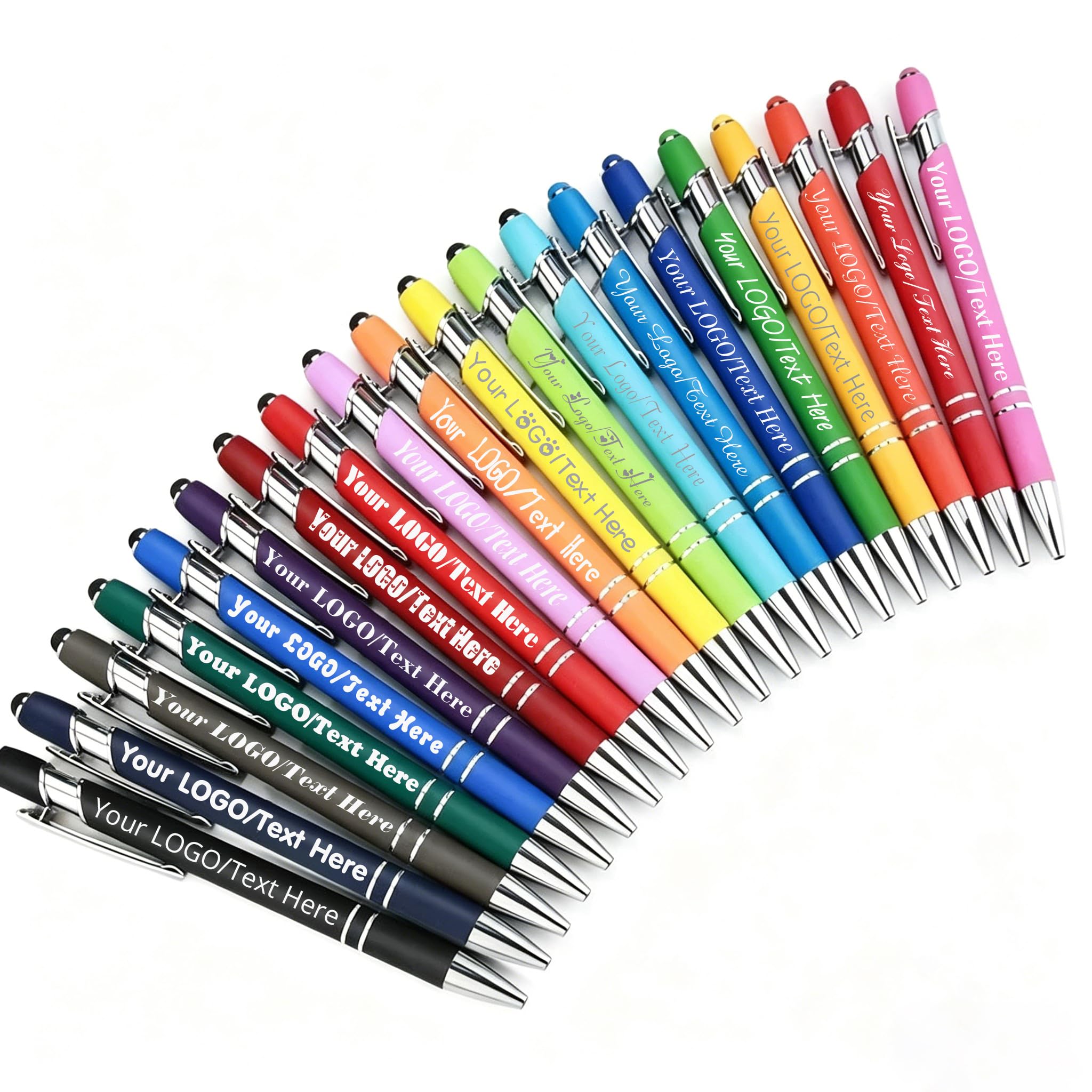 50 pièces Stylos personnalisés en vrac, Stylos à bille personnalisés, personnalisé avec LOGO gravé nom/stylo texte avec stylo, cadeaux idéaux pour les affaires, école (Tangerine)