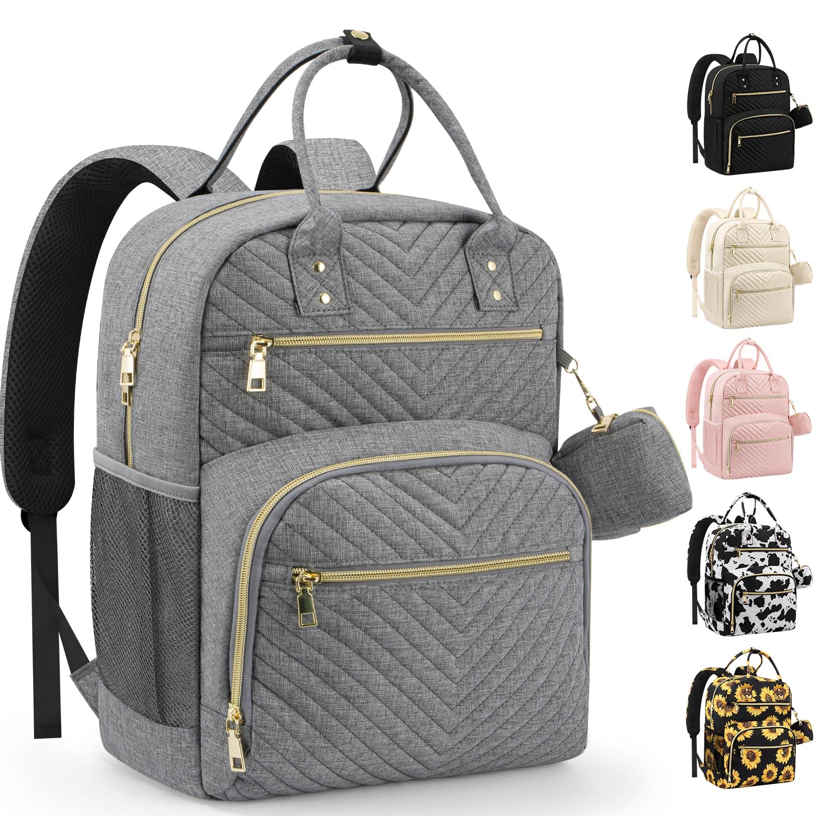 Pritent Diaper Bag Backpack,Baby Essentials Diapers Bag with Pacifier Case,Multipurpose Stylish Large Capacity Travel Backpack for Baby Girl/Boy(