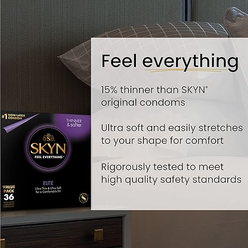 Miniatura 7 de BareSkin - Condones finos crudos, condones lubricados para hombres, la marca de condones número uno de Estados Unidos, paquete de 24 unidades y SKYN