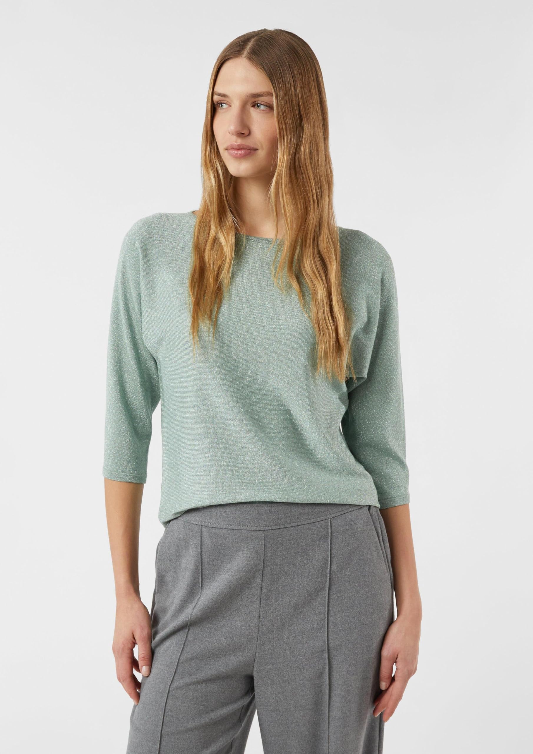 Comma Feinstrick-Pullover mit Glitzergarn und Fledermausärmeln