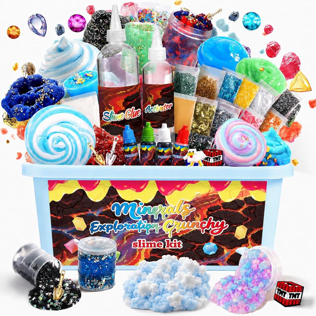 Science Exploring Slime Kit for Kids, Crunchy Slime, Stress Relief, Minerals DIY Toy, Party Favors for Girl Boys 6 7 8 9 10 11 12