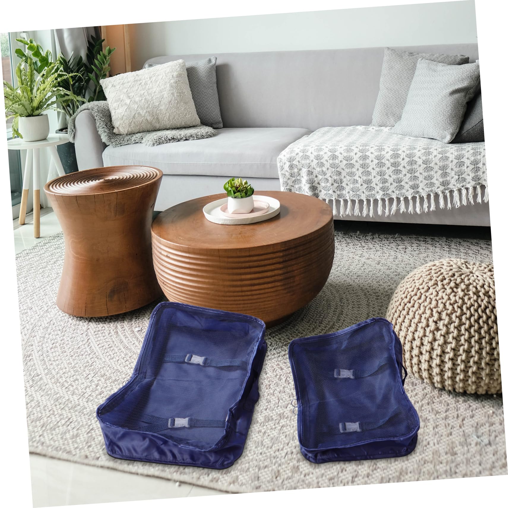 OUNONA Set 9 Pezzi Organizer da Viaggio Borsa Portabiancheria e Sacchetti per Vestiti Resistente Salvaspazio Leggero per Valigie e Bagagli, per Viaggi e Trasporto Ordinato