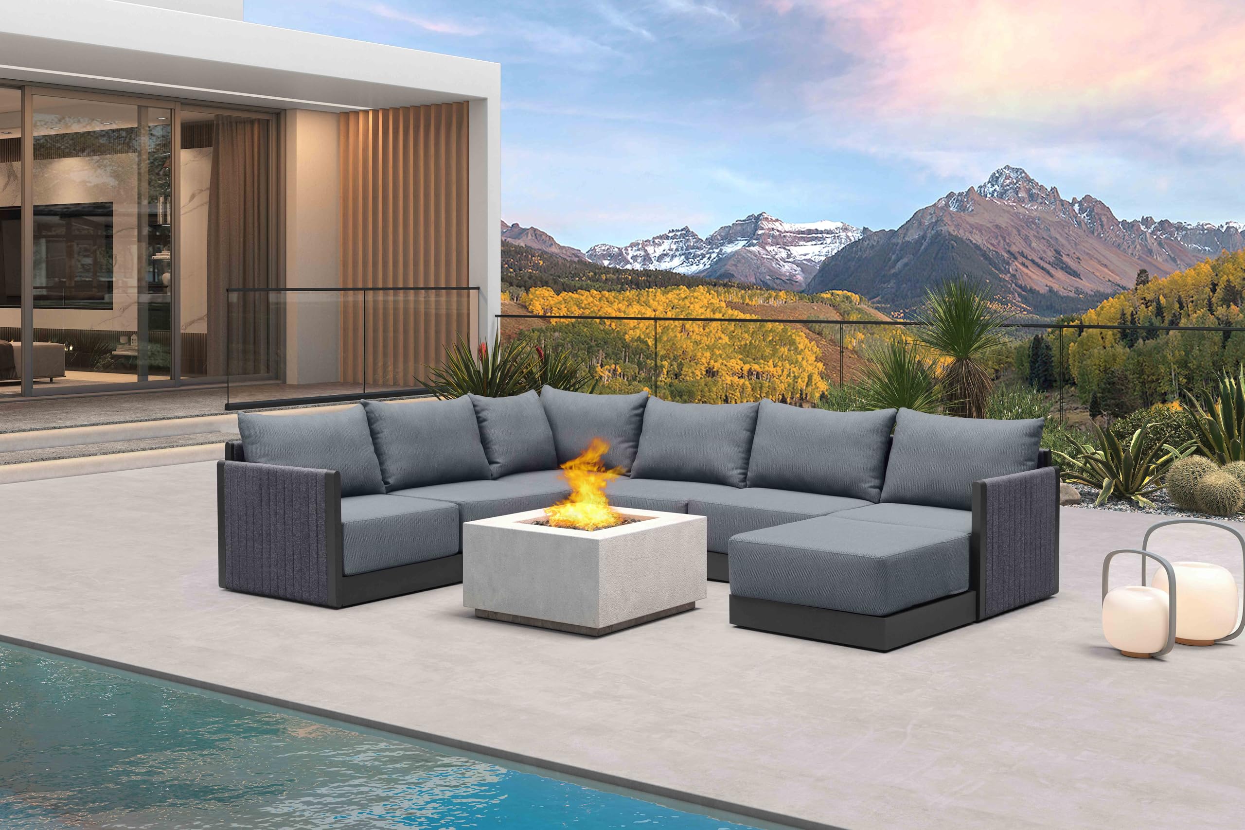 Amazon.com: PURPLE LEAF 7 Pieces Patio Conversation Sets with Ottoman All Weather Outdoor Couch Sectional Set with Cushion Patio Conversation Set for Garden Poolside Backyard Gray : Patio, Lawn & Garden