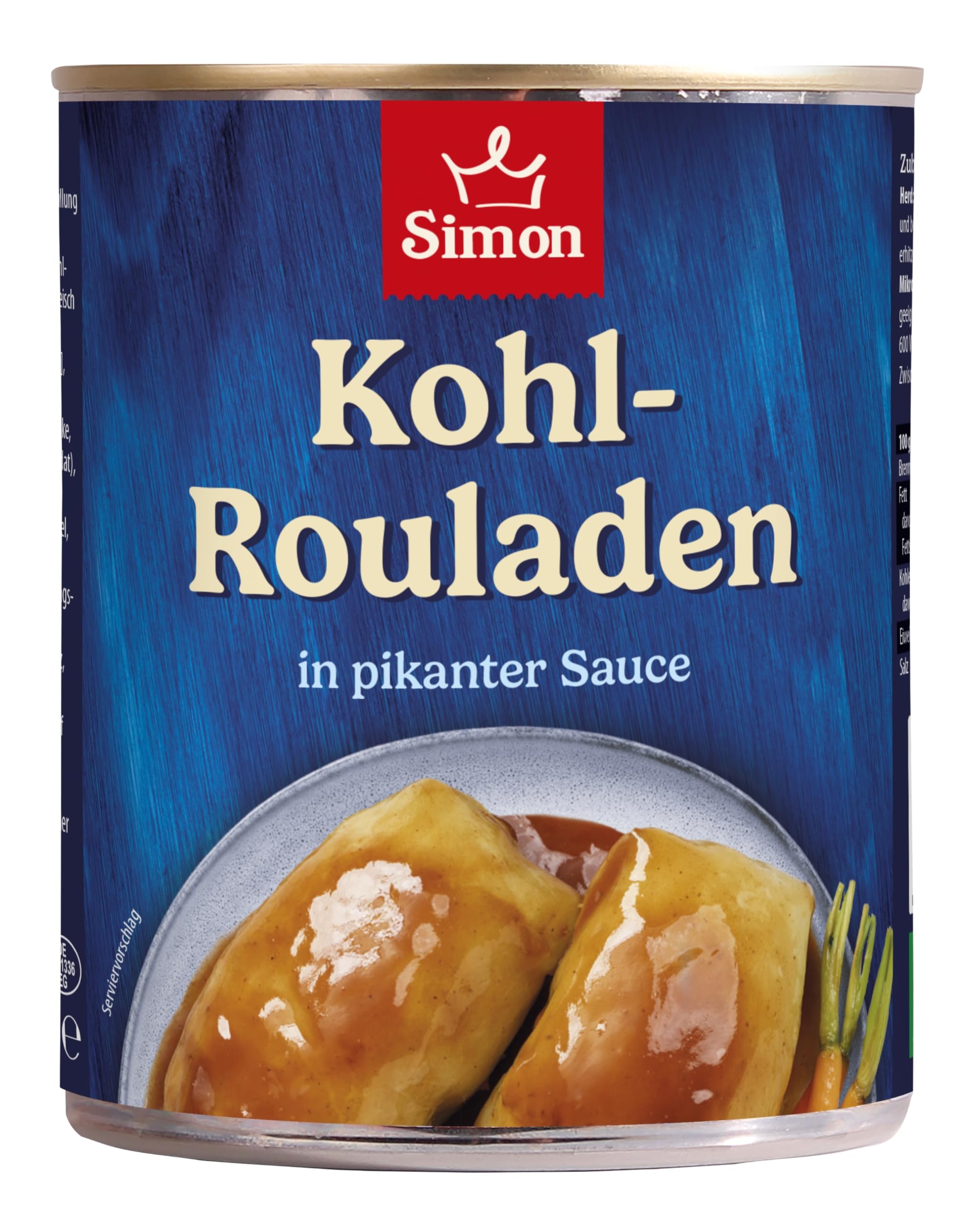 SIMON Kohlrouladen 800 g I Zwei Krautwickel mit Schweinefleisch in pikanter Sauce I Fleischspezialität in recyclebarer Konserve I Authentische Hausmannskost