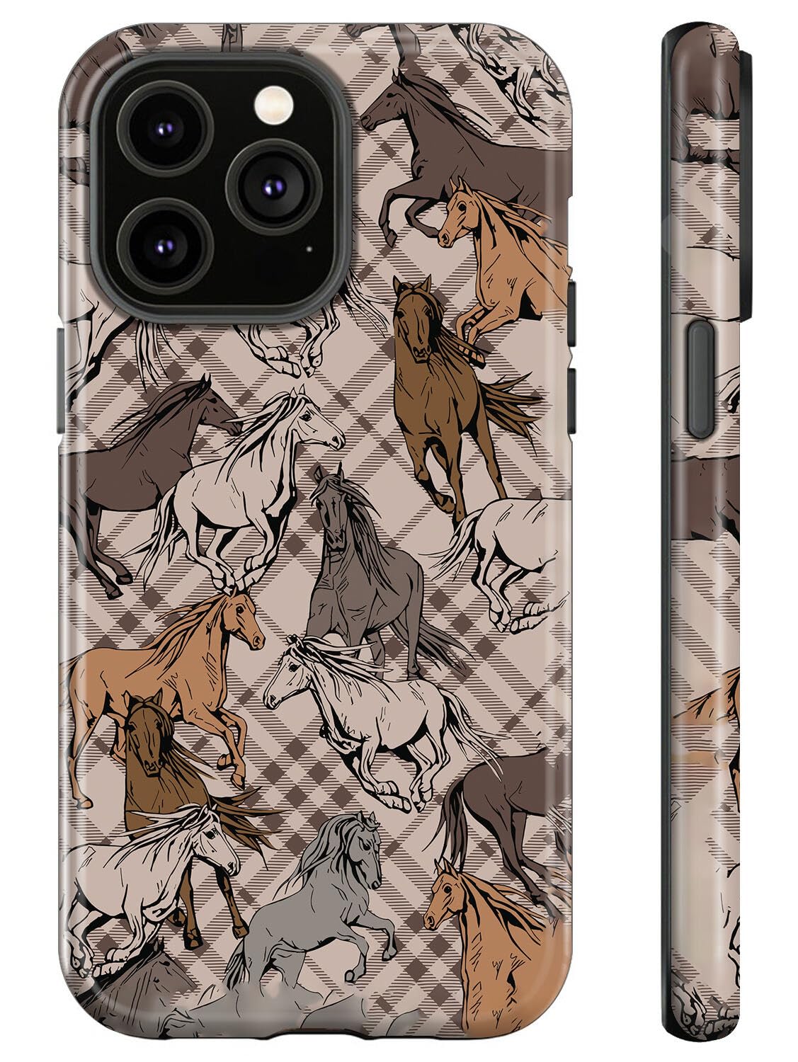 for iPhone 13 Pro Max Case,Galloping Horses,Dual Layer Soft TPU Hard PC Bumper