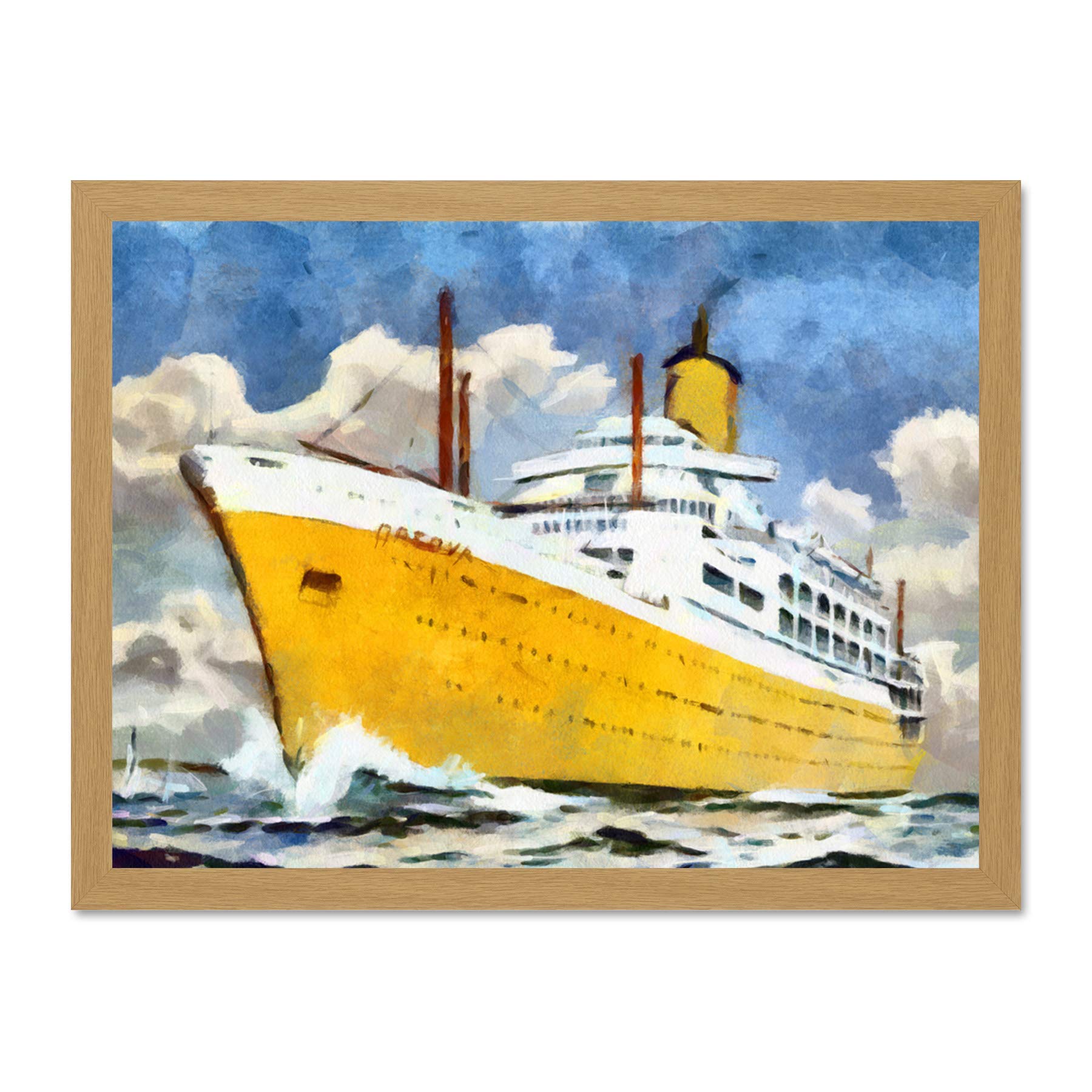 Wee Blue Coo Ss Orsova Cruise Ship Ocean Liner Watercolour Art Large Framed Art Print Poster Wall Decor 18x24 inch