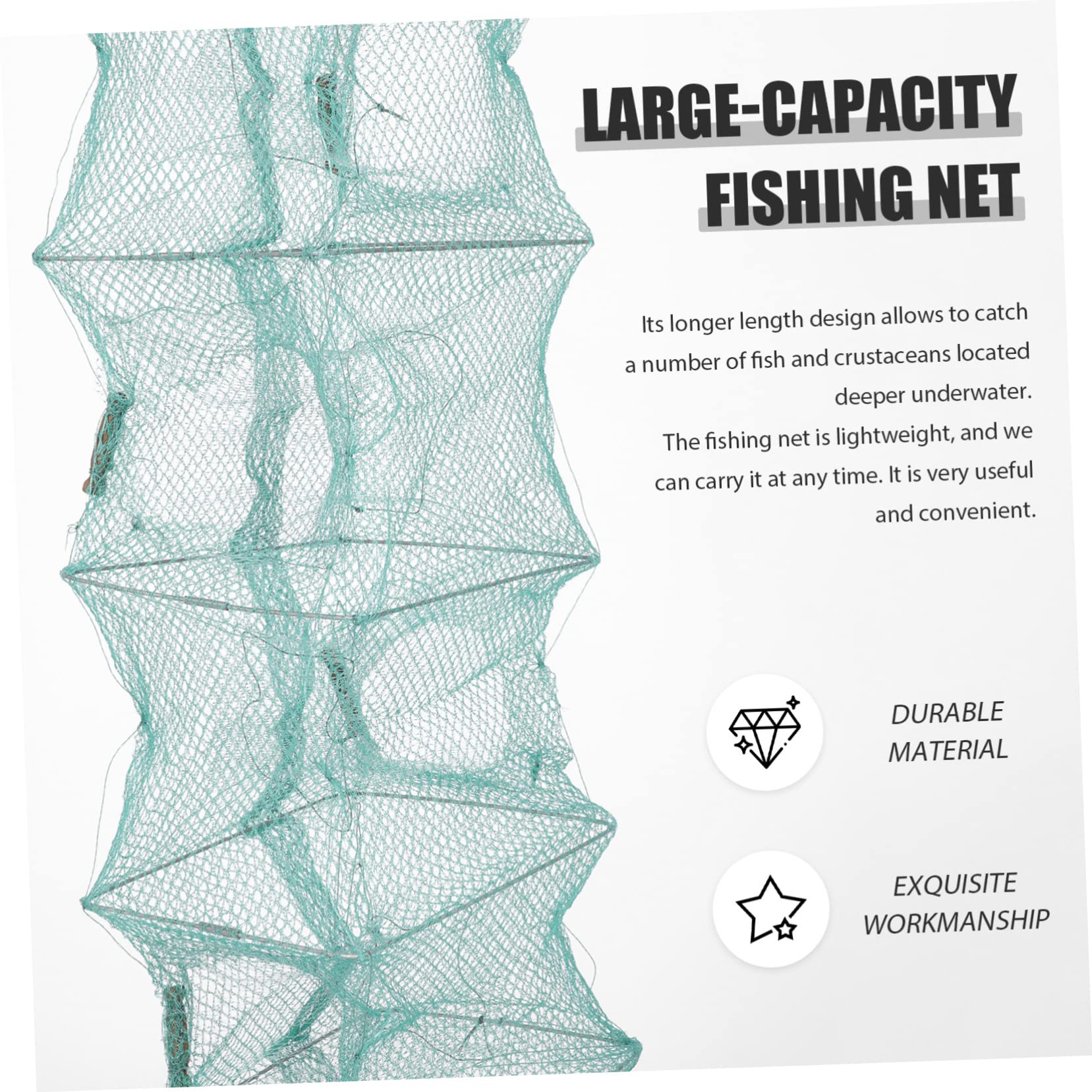ibasenice Dispositivo per Pesca Portatile in Nailon e Ferro, Rete Multifunzione per Acchiappare Granchi e Rettili, Set 2 Unità per Pesca Esca