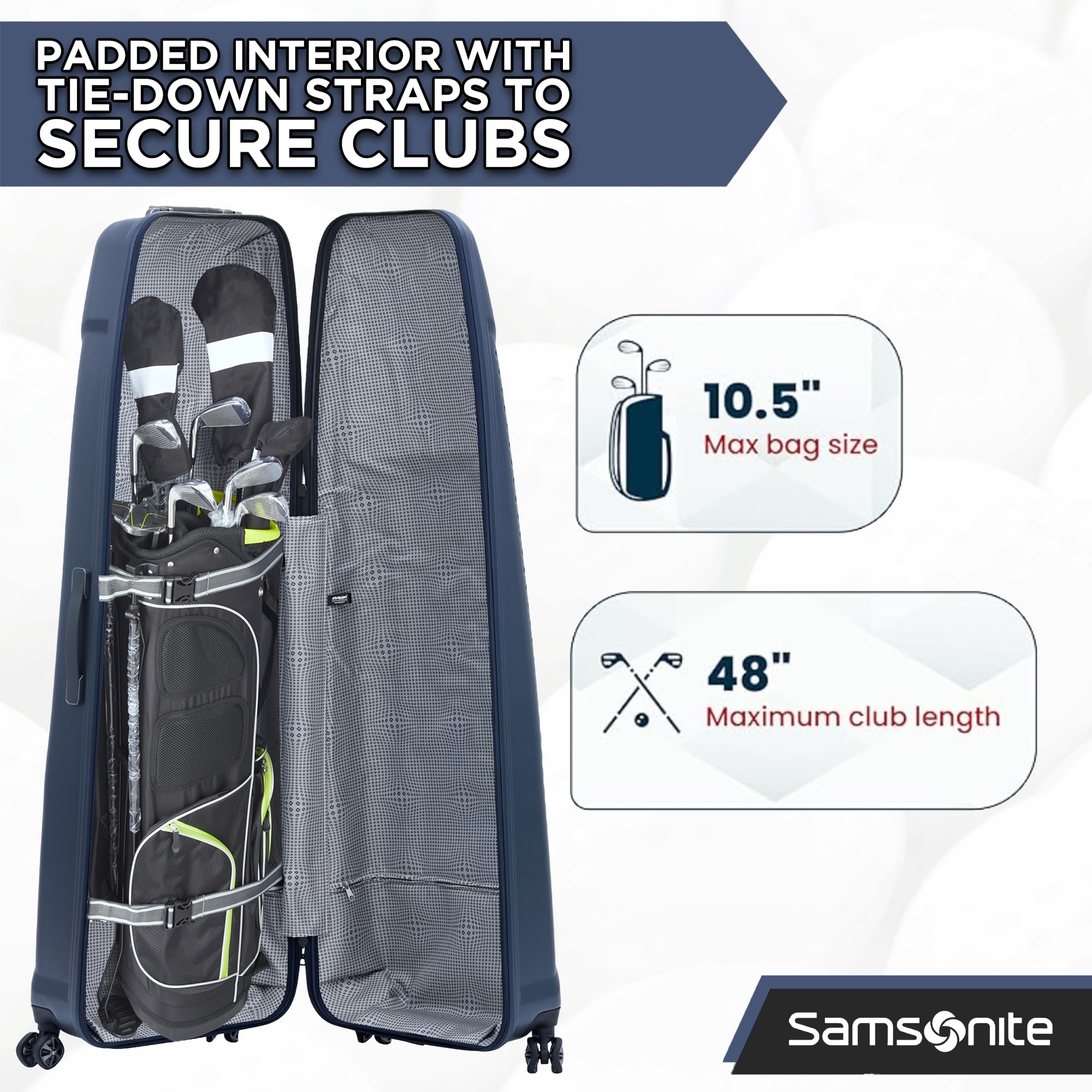 Amazon | Samsonite ディンプル成形ゴルフトラベルカバー6999NVY