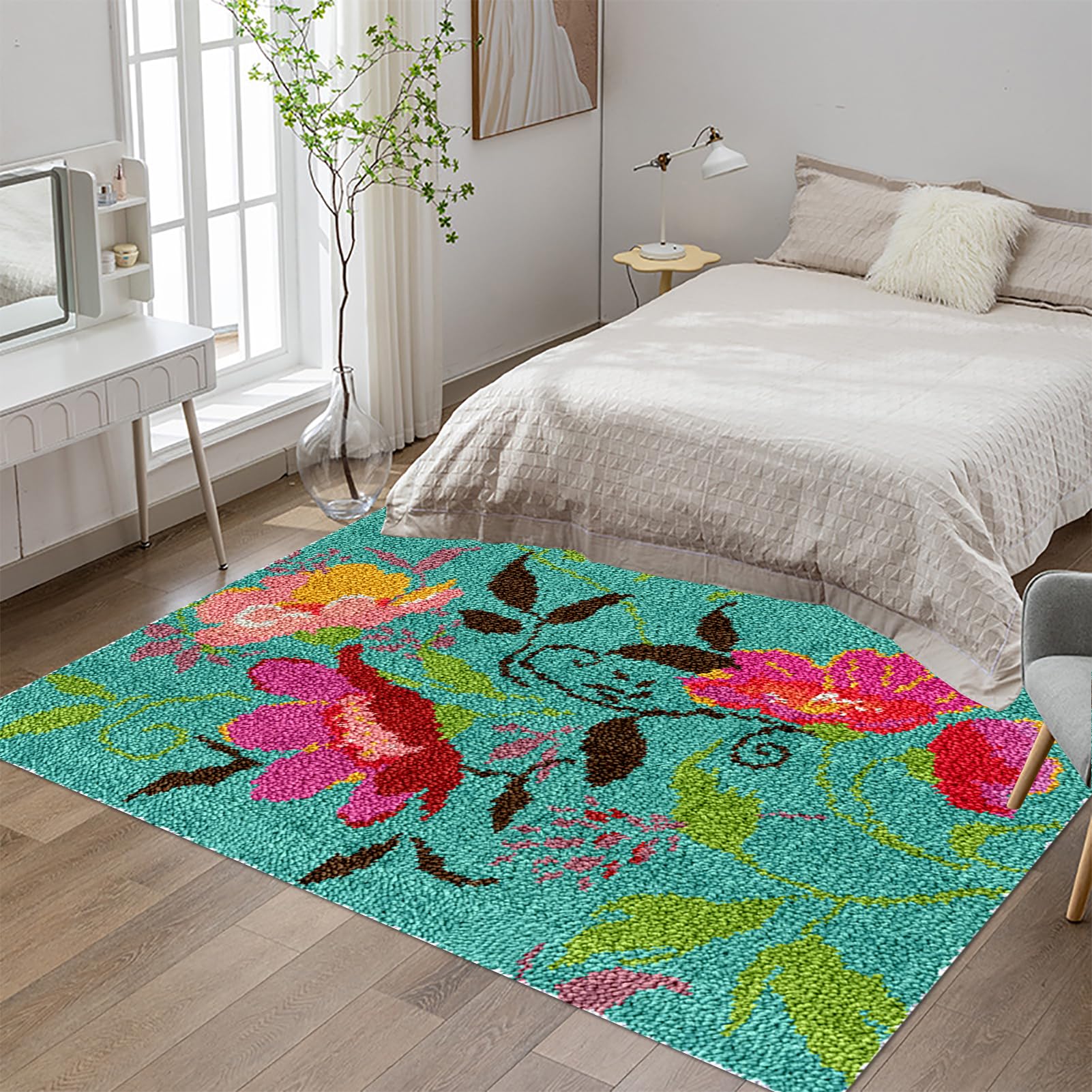 Tehocwiz Large Latch Hook Kits for Adults, Rug Making Kit For Adults Beginners, Pre-Printed Pattern Rug Making Kit, Tapestry Kits Rug for Beginners, Latch Hook Rug Kits Embroidery Carpet 140x160 cm โ image 1