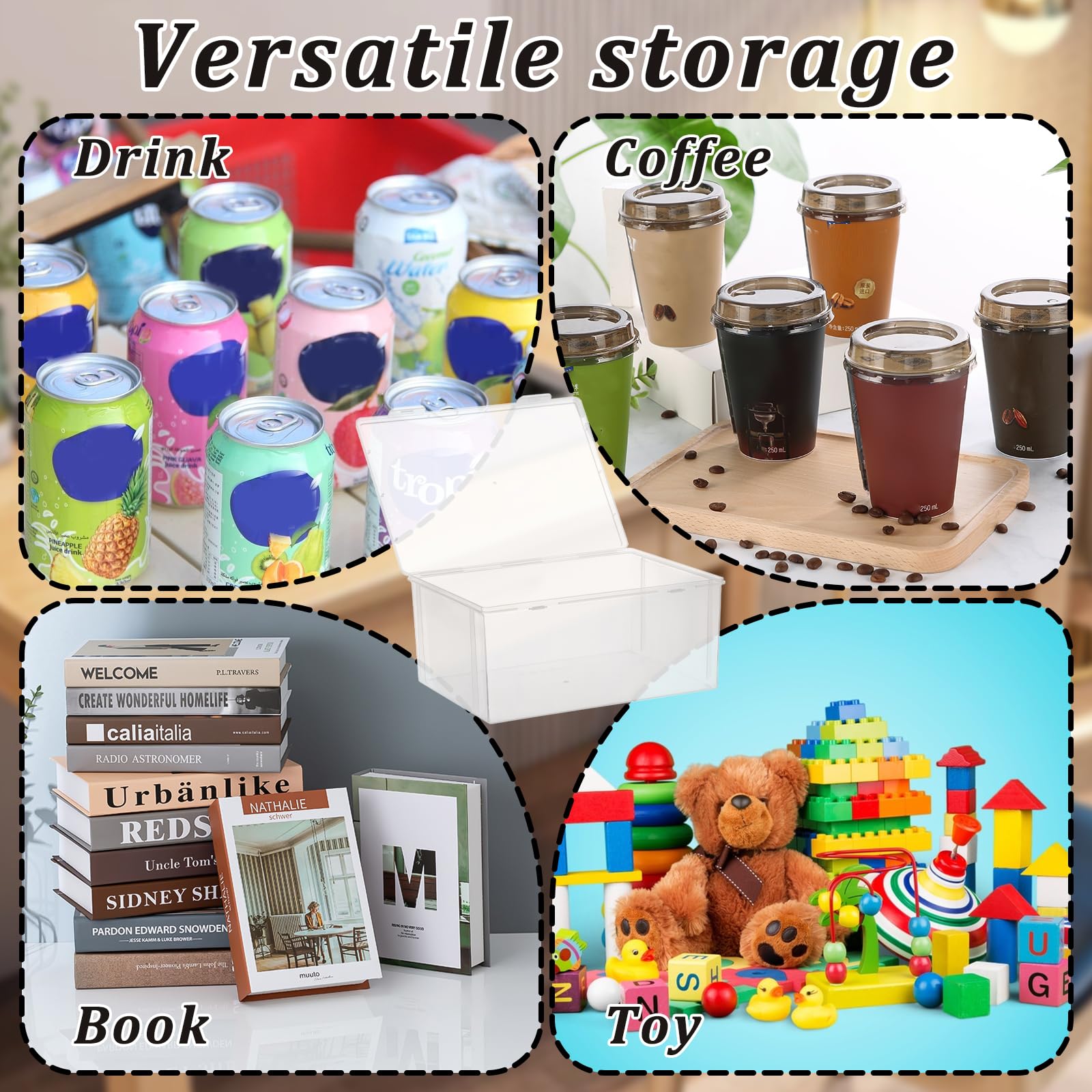 Organizador de CD apilable de plástico transparente, caja de almacenamiento de CD de 11.9 x 8.5 pulgadas, funda transparente para CD con tapas para almacenar más de 40 CD, contenedor organizador de