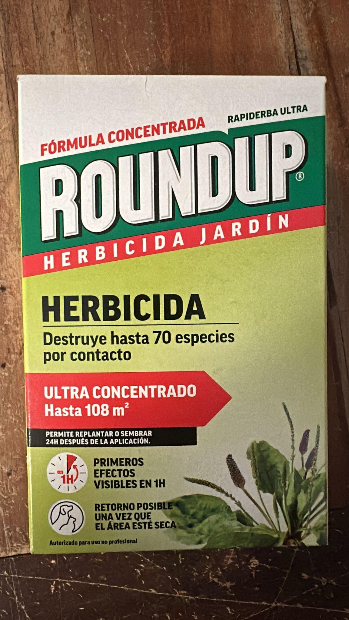 Roundup ECO herbicida jardin 250ml, ultra concentrado, primeros efectos visibles en 1 hora